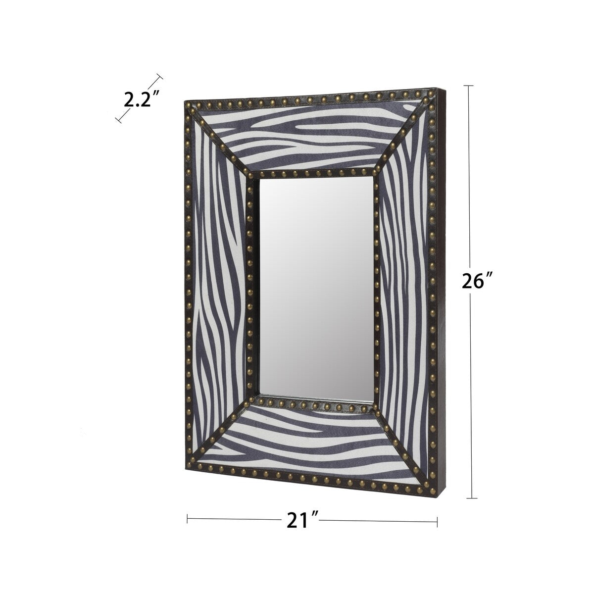 White Zebra Rectangle Decorative Wall Hanging Mirror; Rivet Decoration