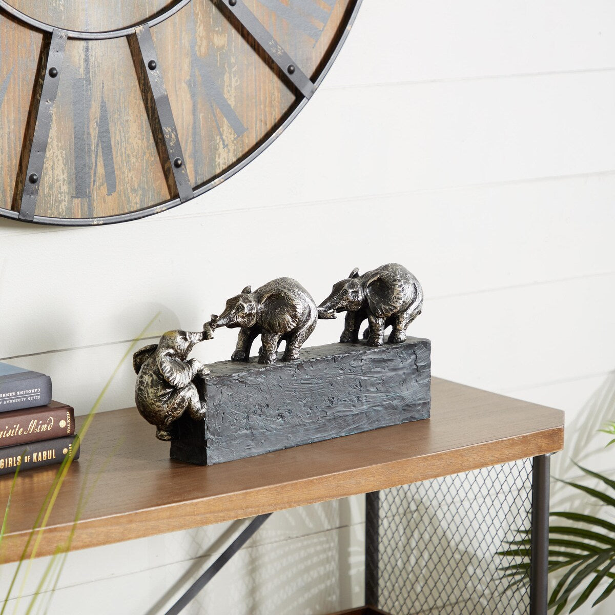 Polystone Elephant Decorative Sculpture - Black - Roche River Decor