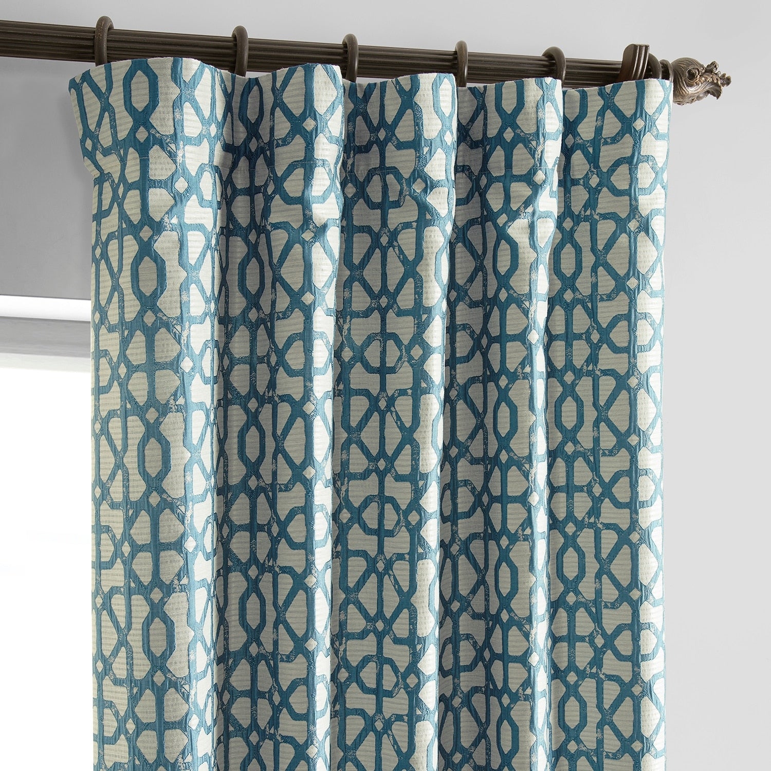 Exclusive Fabrics Jacquard Faux Silk Curtains - 1 Panel Room Darkening Curtain