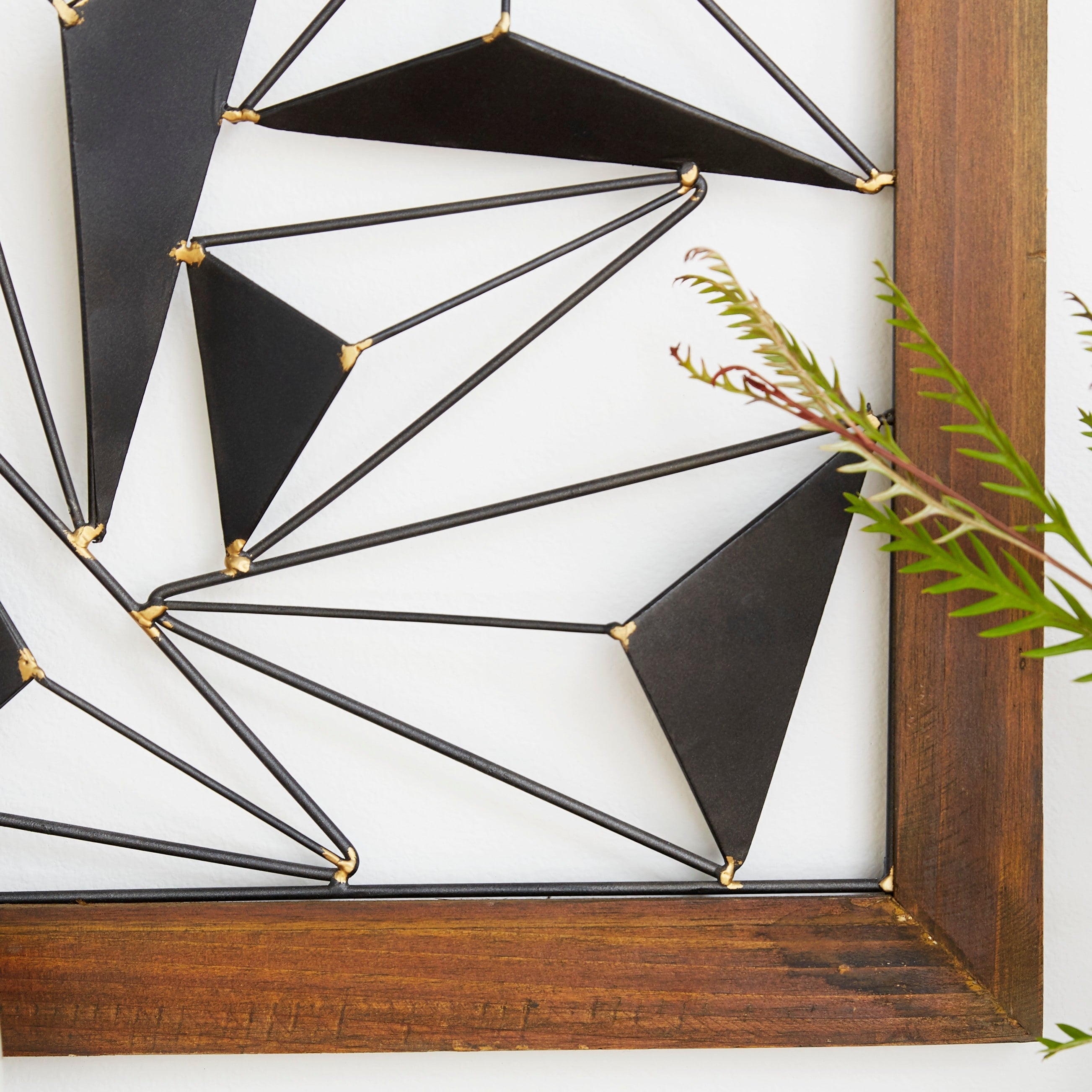 Black Metal Geometric Home Wall Decor with Wood Frame (Set of 2)