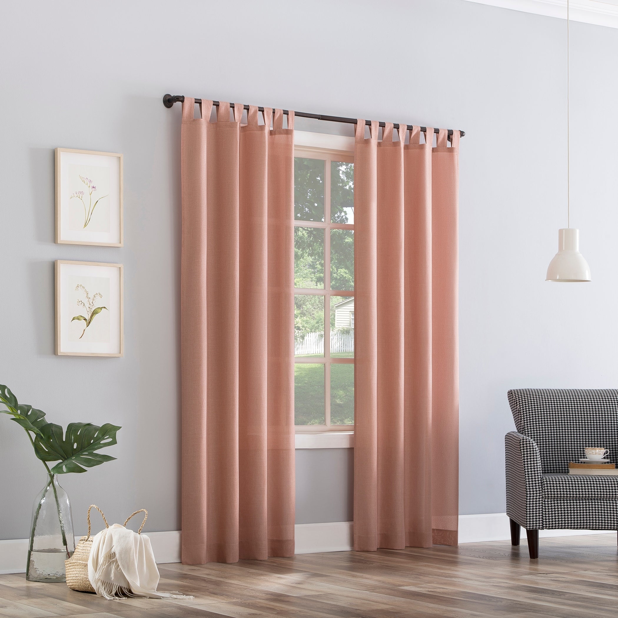 No. 918 Jacob Heathered Texture Semi-Sheer Tab Top Curtain Panel, Single Panel