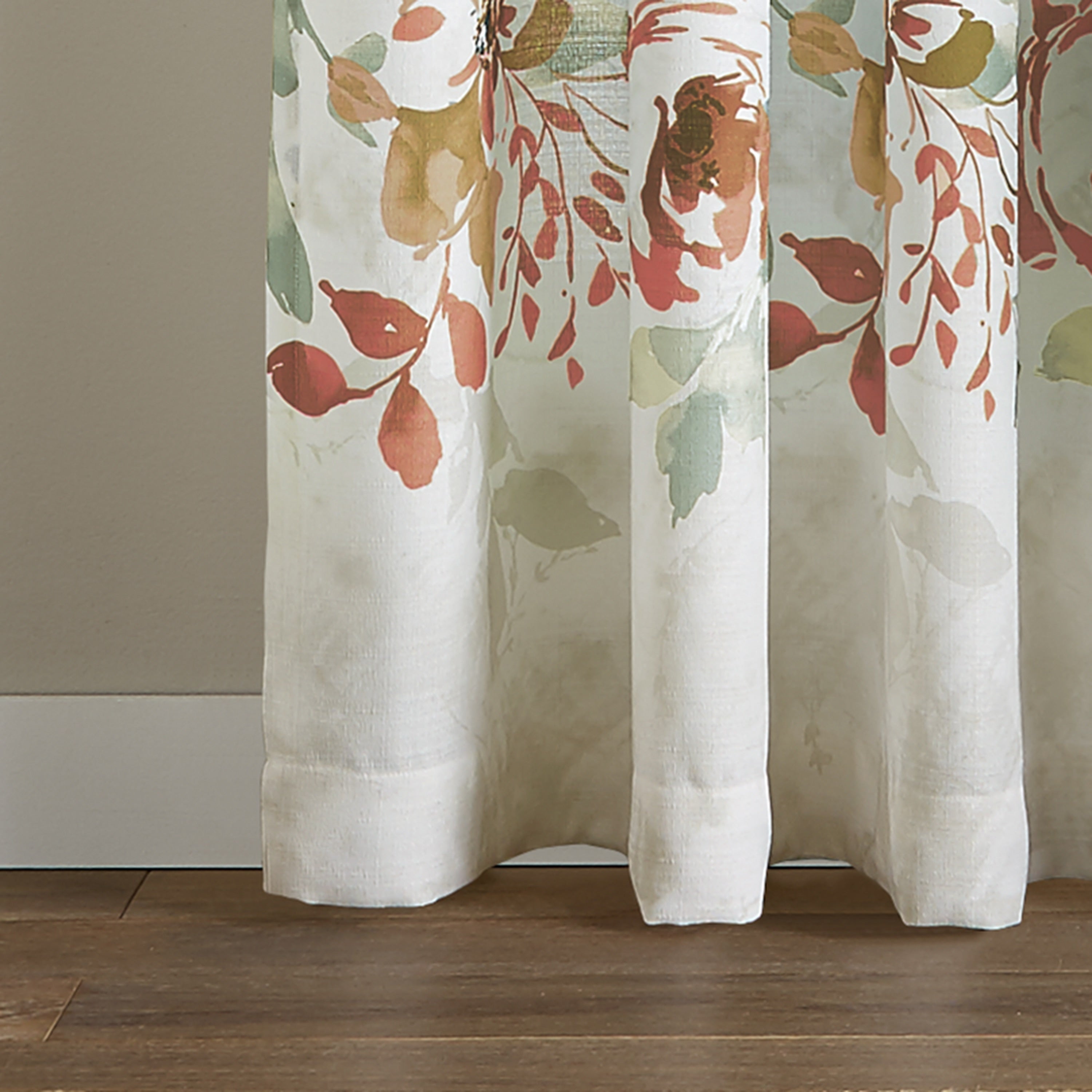 Watercolor Floral Flip Over Rod Pocket Single Curtain Panel