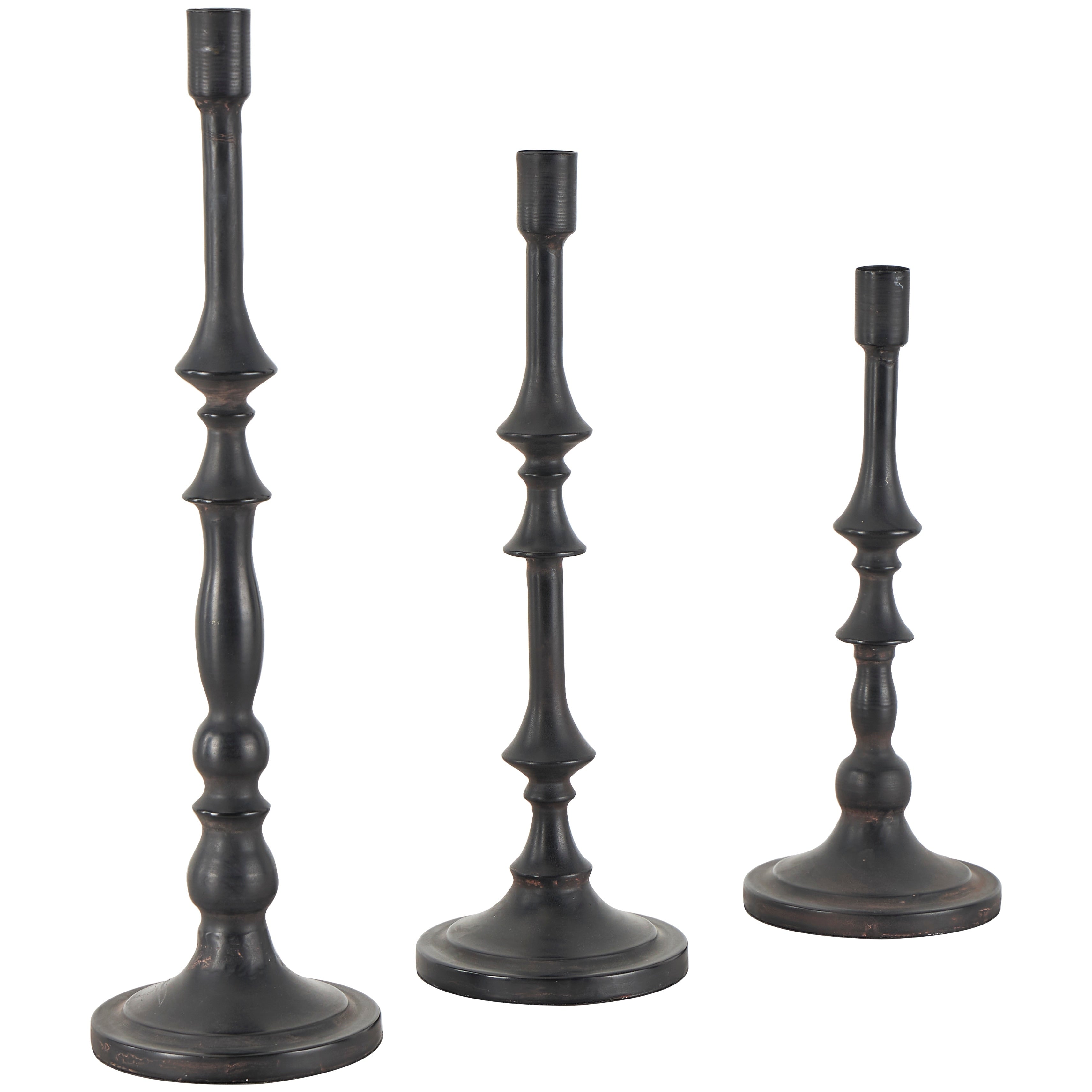 Black Metal Slim Minimalistic Candle Holder with Tapered Bases (Set of 2)