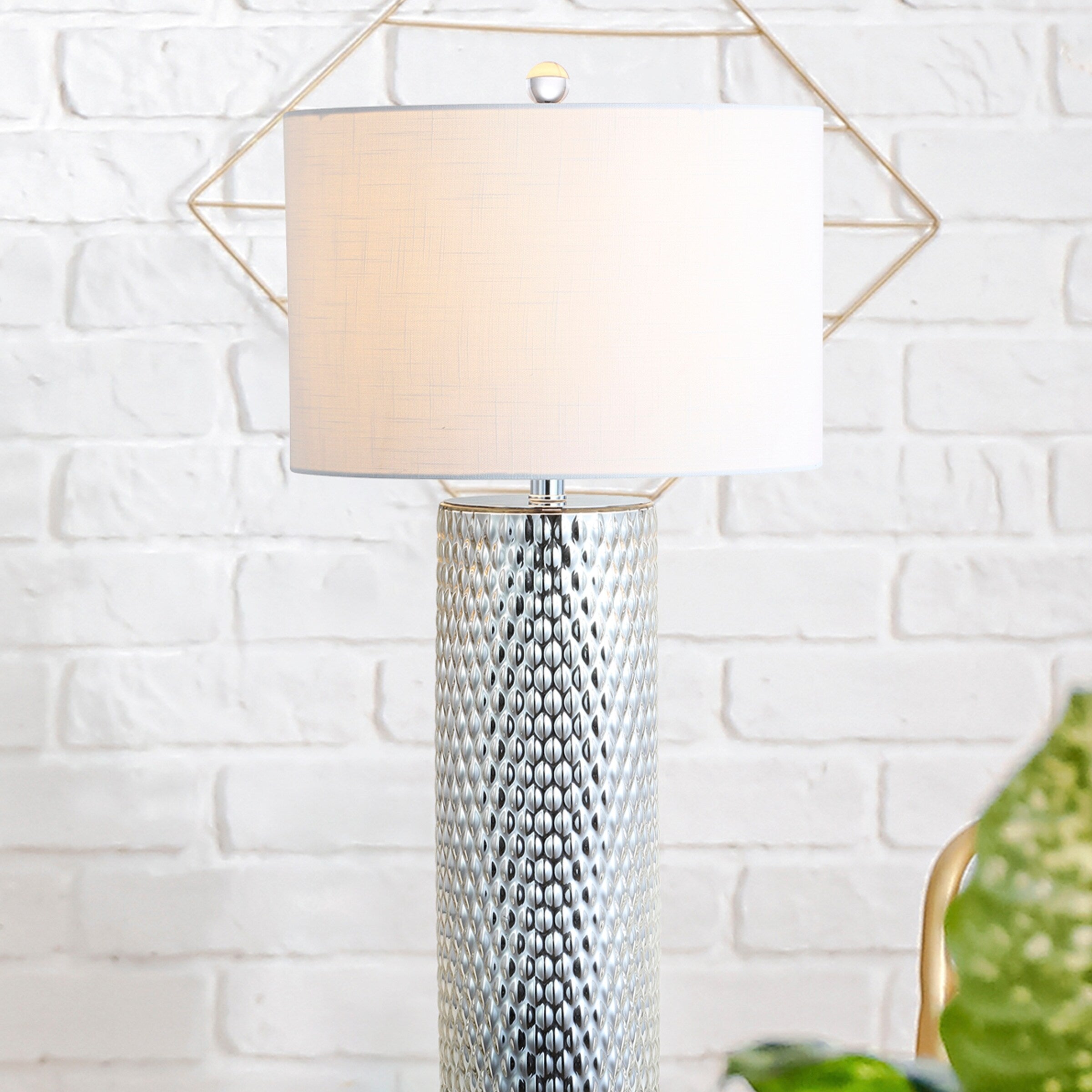 Hughes 30 Glass LED Table Lamp, Silver by JONATHAN Y