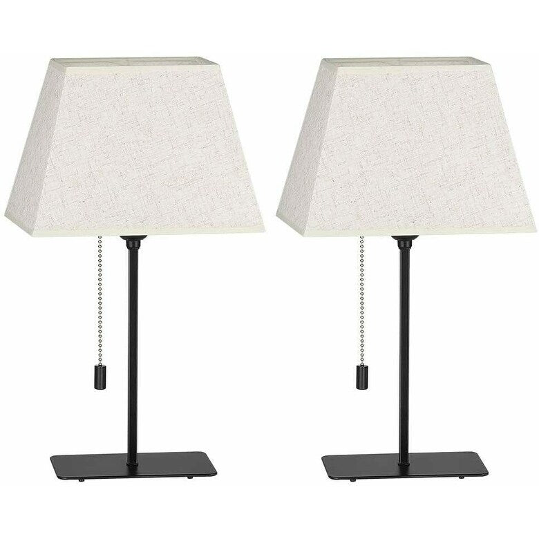 Desk Lamps Modern Nightstand with Trapezoidal Fabric Shade, Set of 2