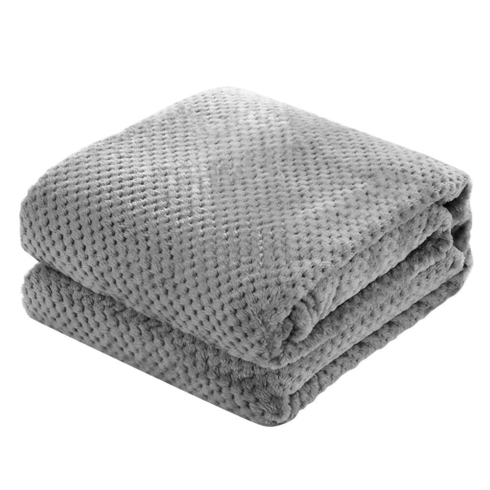 Soft Fleece Blanket Warm Throw Swaddle Blanket Waffle Textured 300GSM