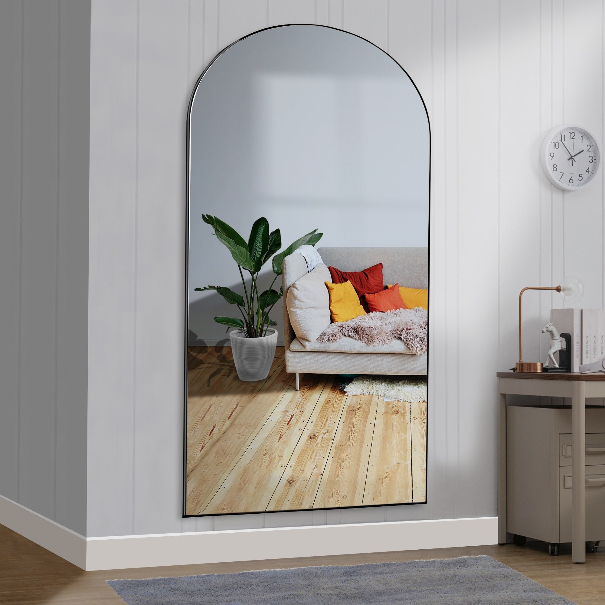 Modern Large Arched Mirror Full Length Floor Mirror with Stand