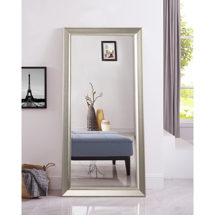 Framed Bevel Leaner Full Length Huge Floor Mirror XL Mirror Large Rectangle Standing Cream Floor Mirror Huge Mirrors for Bedroom