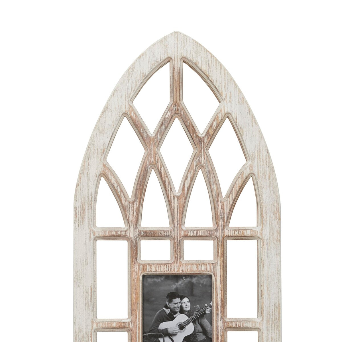 Wooden Slim Arched Window Inspired 3 Slot Wall Photo Frame - Light Brown - Roche River Decor