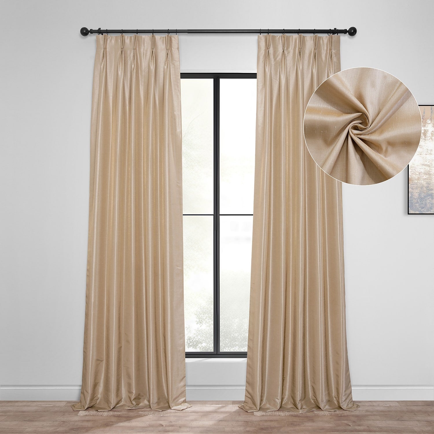 Exclusive Fabrics Solid Vintage Textured Faux Dupioni Silk Pleated Blackout Curtain (1 Panel)