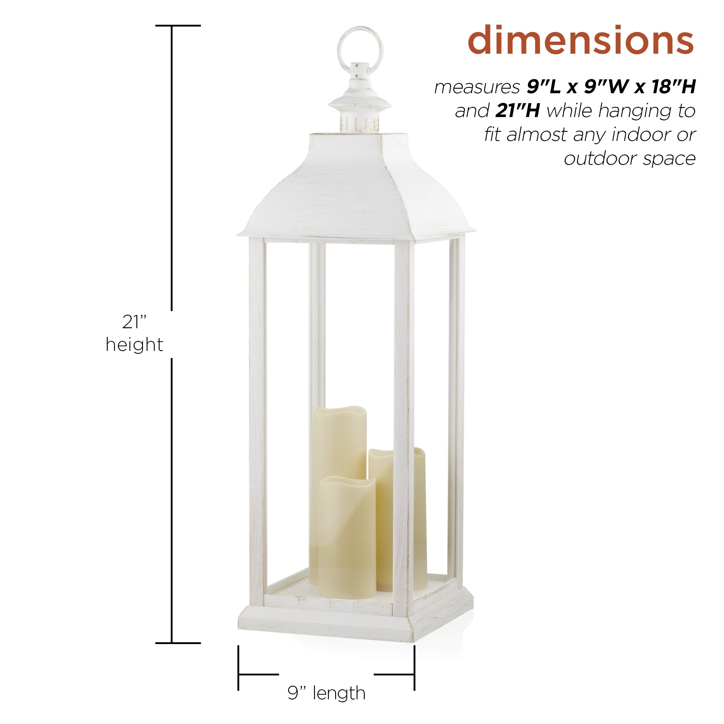 Alpine Corporation 28 Tall Outdoor Battery-Operated Lantern with LED Lights, White