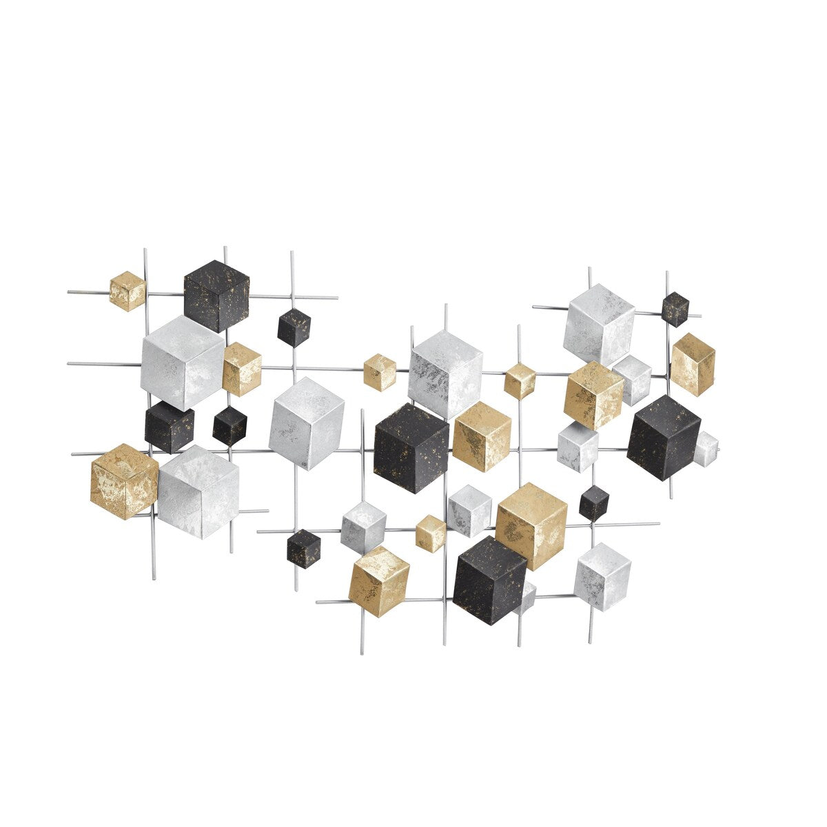 Metal Geometric 3D Cube Relief Home Wall Decor - Multi Colored - CosmoLiving by Cosmopolitan