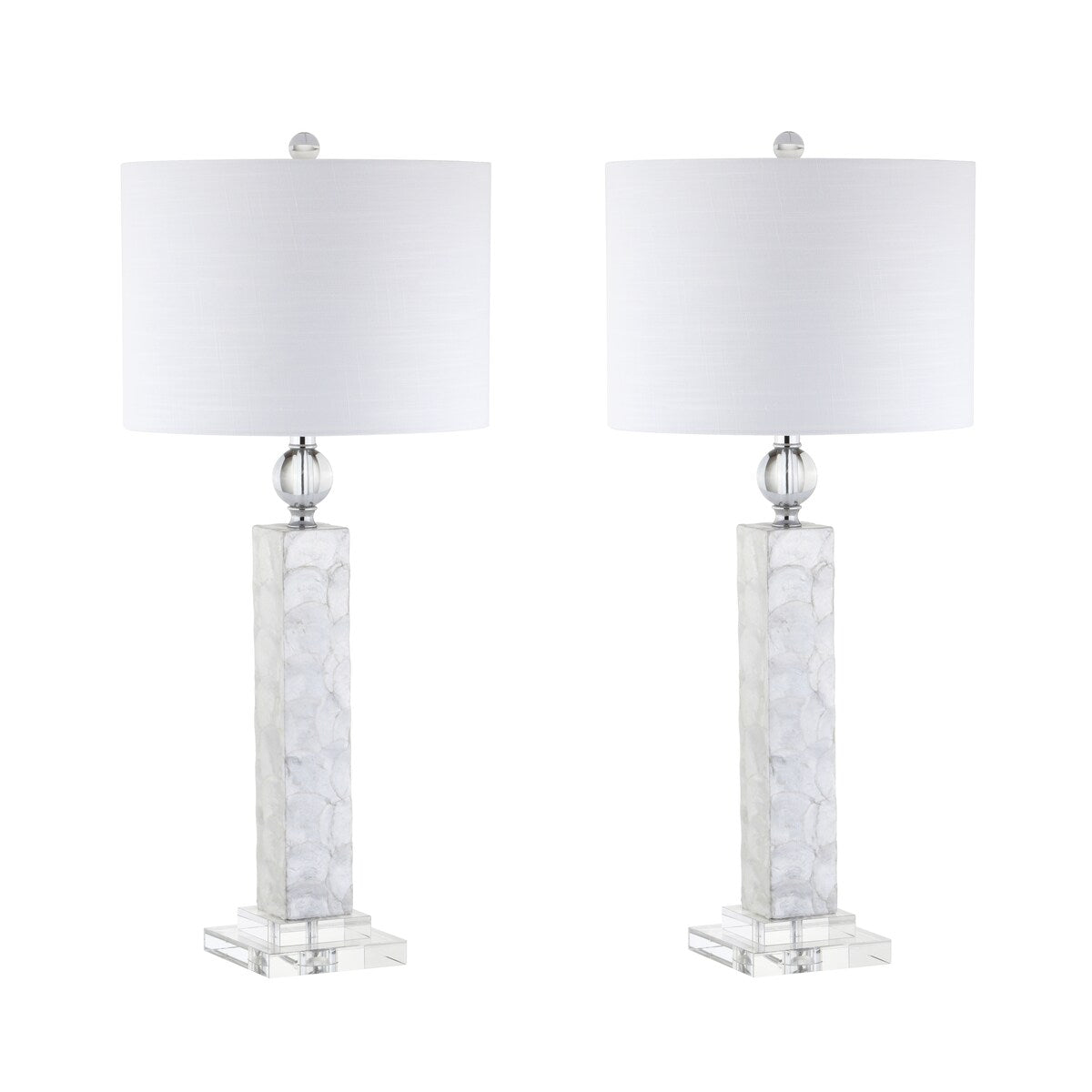 Lucille 32 LED Seashell Table Lamp, White (Set of 2) by JONATHAN Y