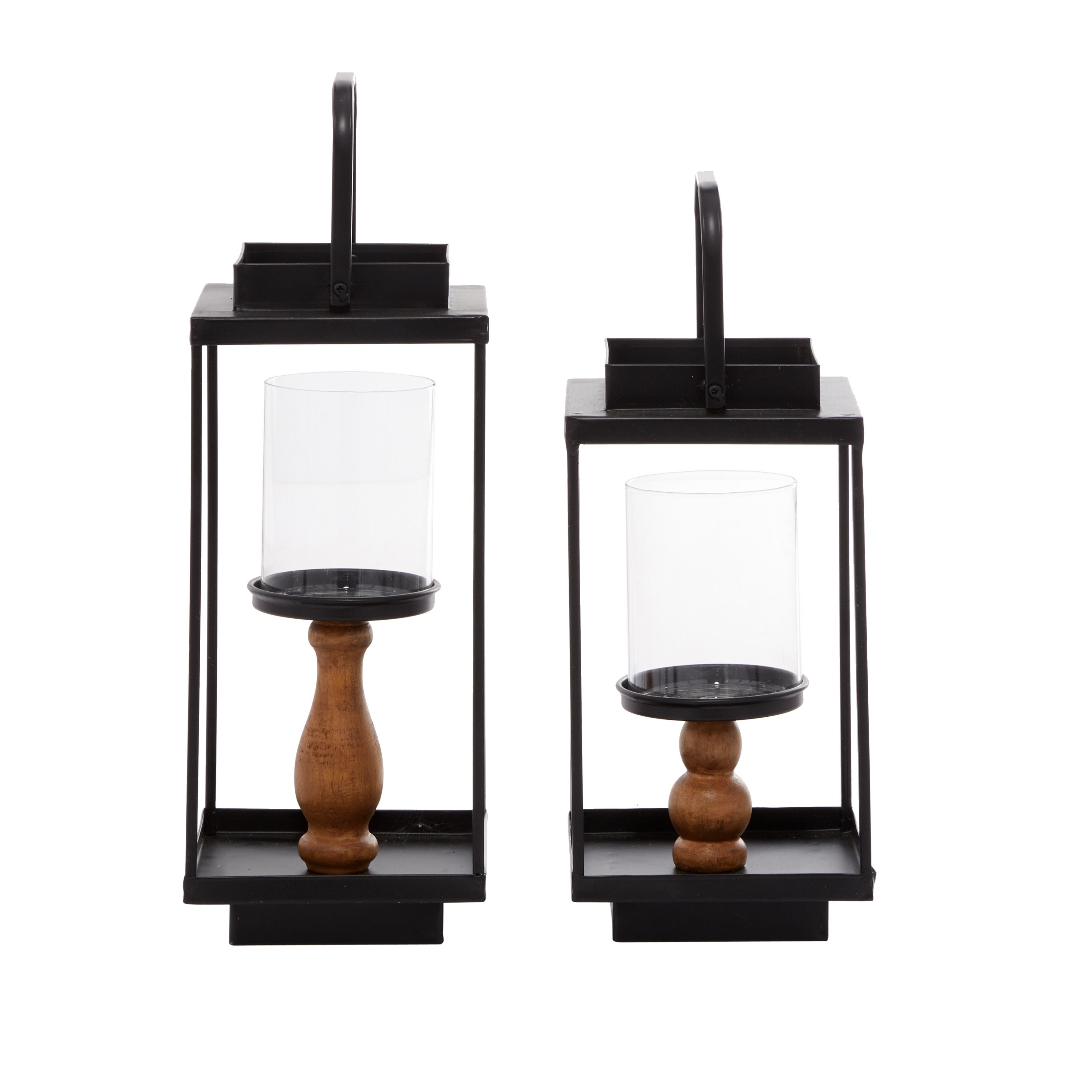 Black Iron Contemporary Lantern (Set of 2) - 6 x 7 x 13