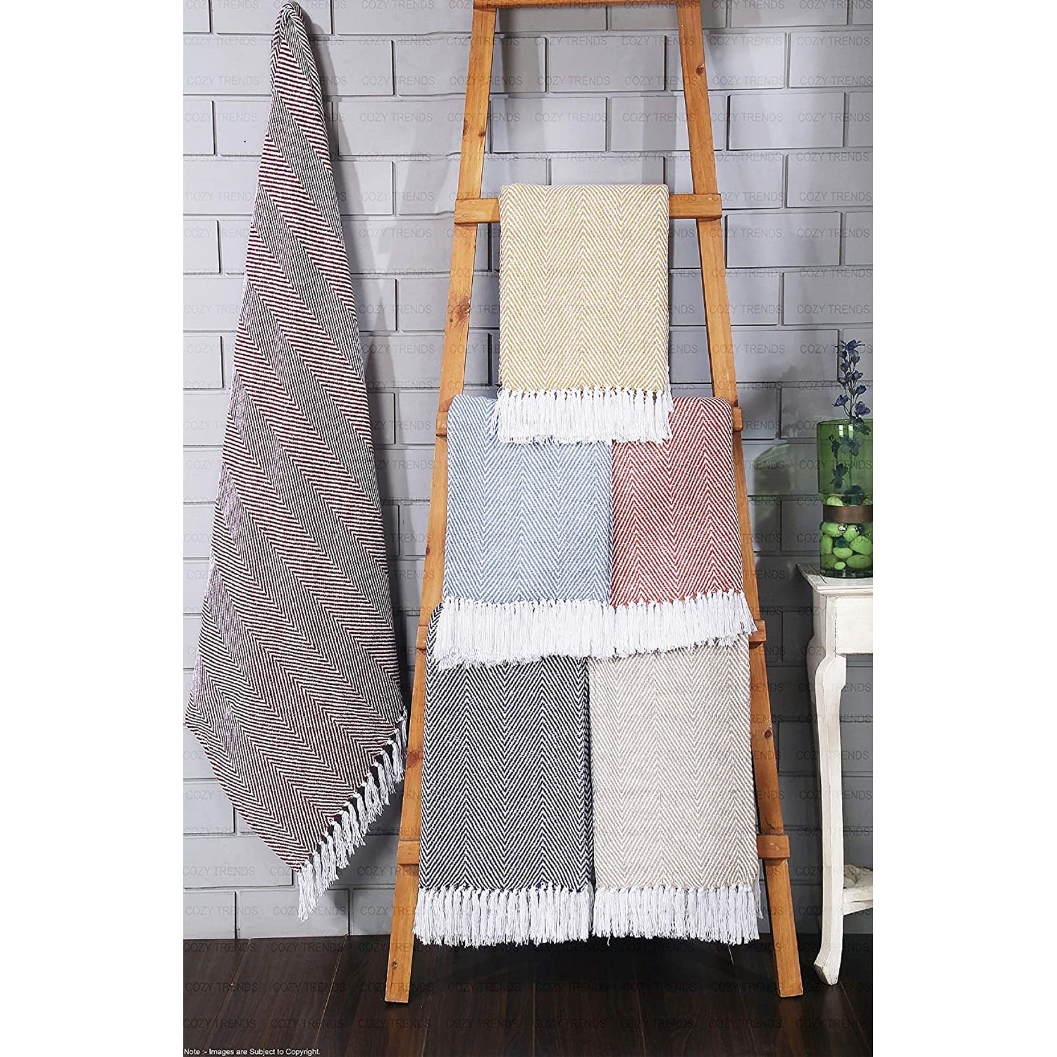 Handwoven Luxurious Cotton Sofa Couch Bed Throw Blankets All Season - Set of 2 (50''x60'')