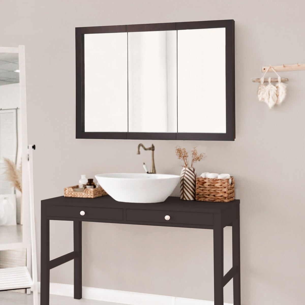 Design House Ventura Espresso Bathroom Medicine Cabinet Mirror