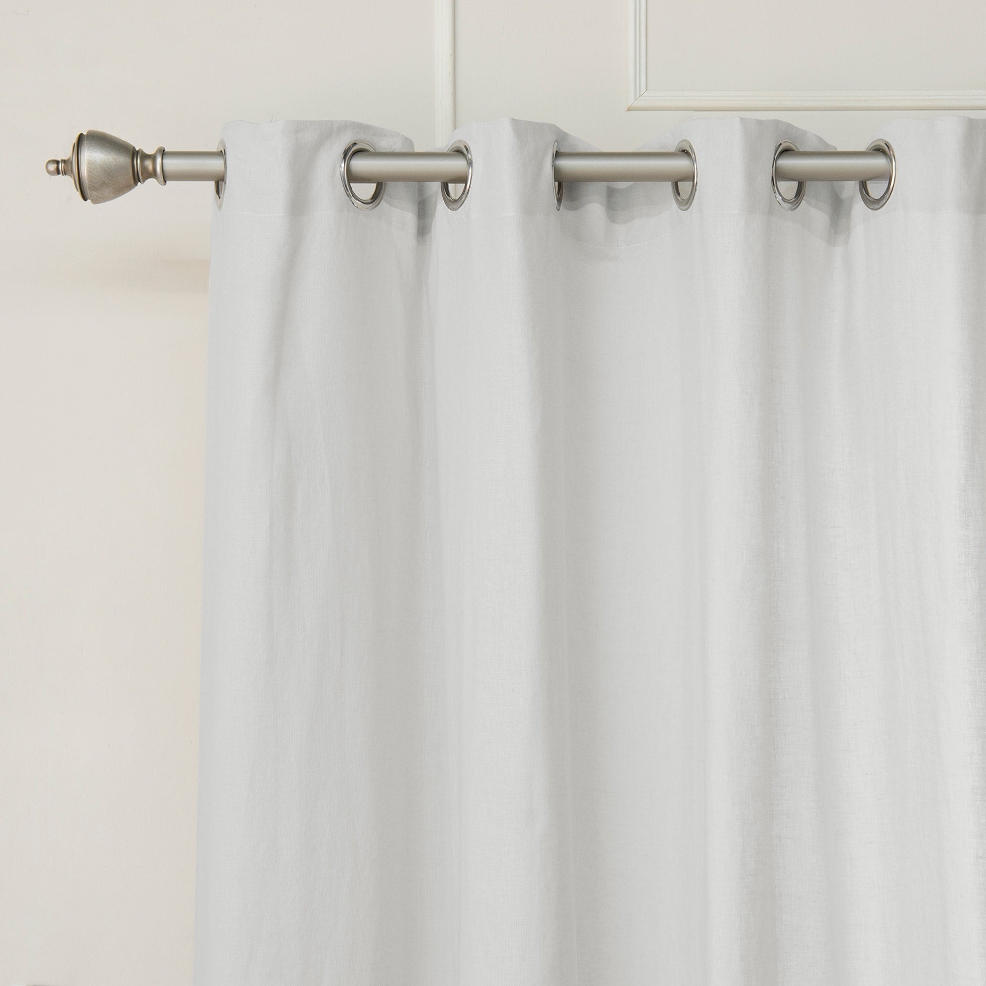 Aurora Home 100% Linen Silver Grommet Curtain Set