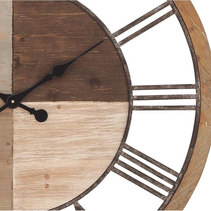 Wood Decorative Wall Clock - Brown - Roche River Decor