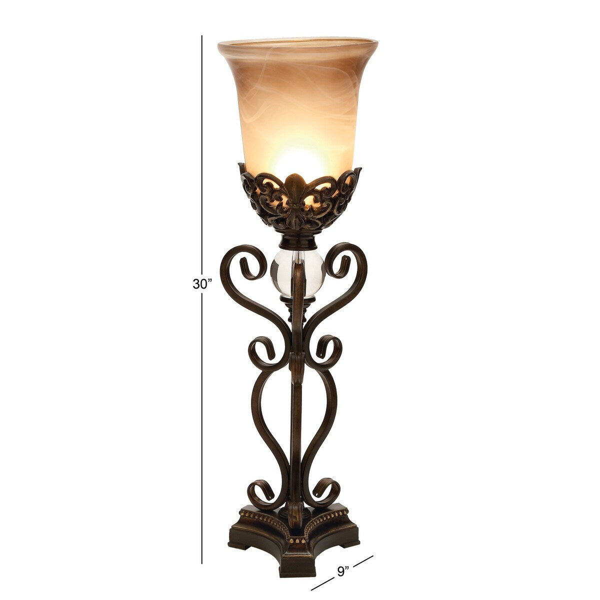 Metal Antique Style Room Uplight with Scrolls - Brown - Roche River Decor