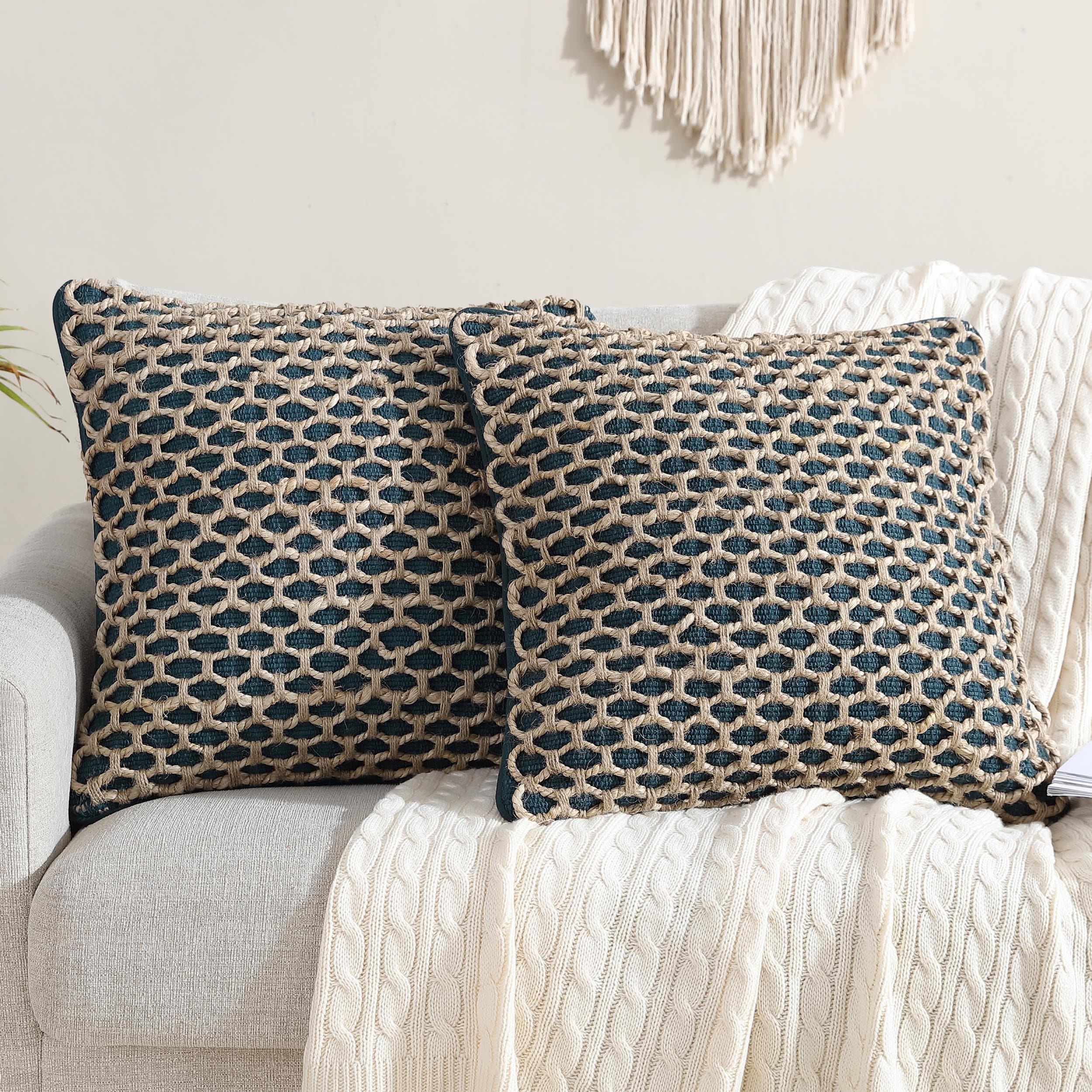 Boho Living Jada Braided Cotton/Jute Throw Pillows