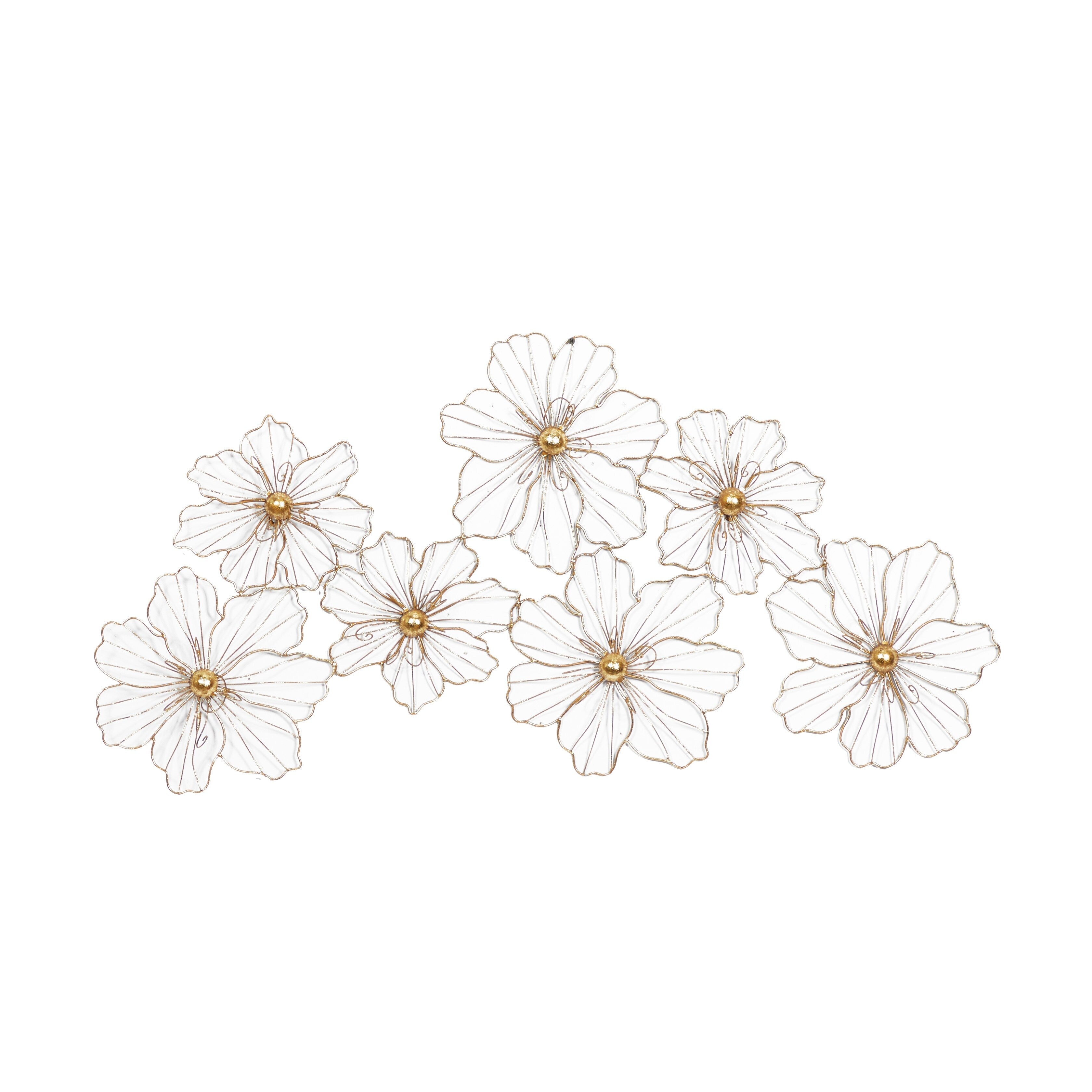 Gold or Black Metal Foiled Wire Floral Wall Decor