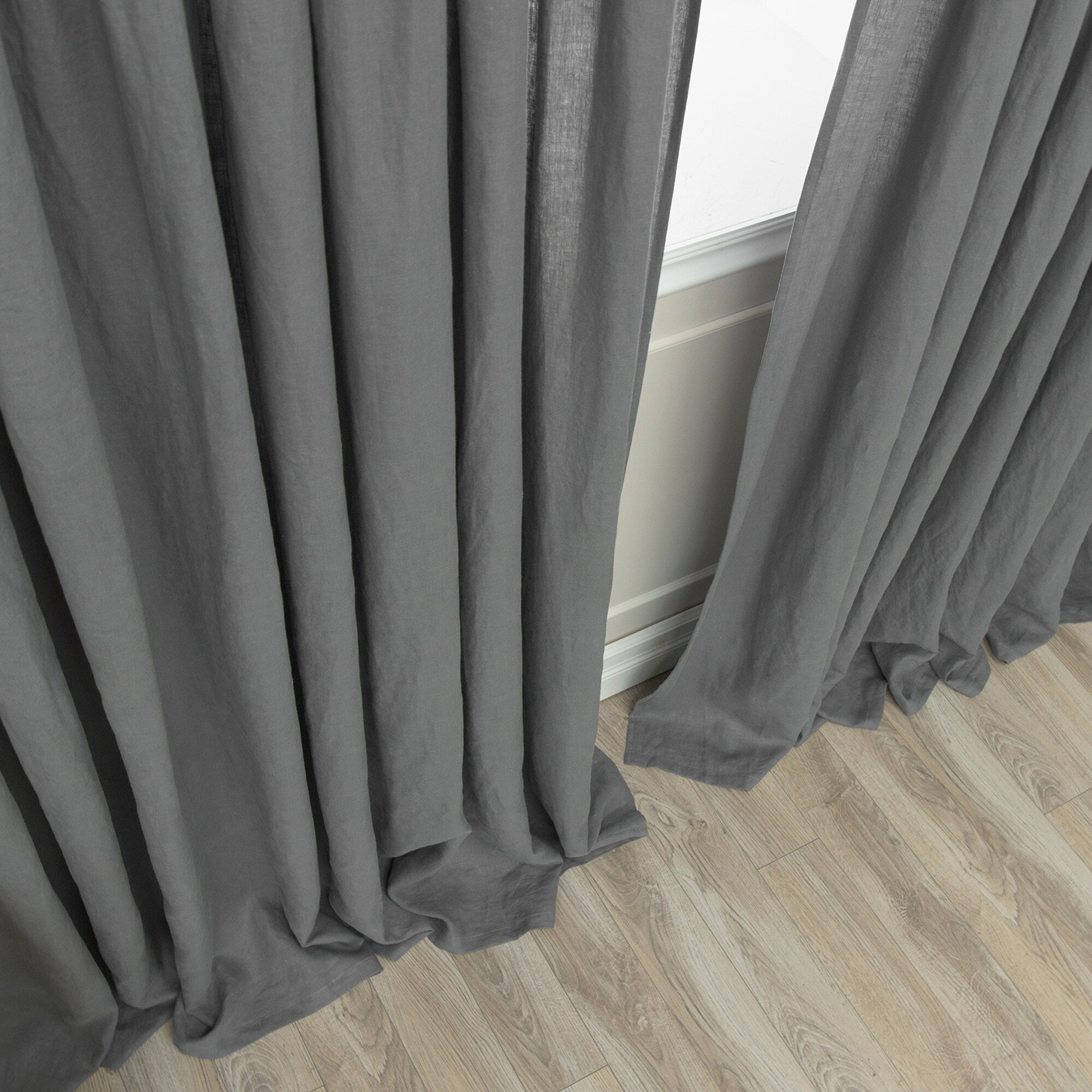 Aurora Home 100% Linen Silver Grommet Curtain Set