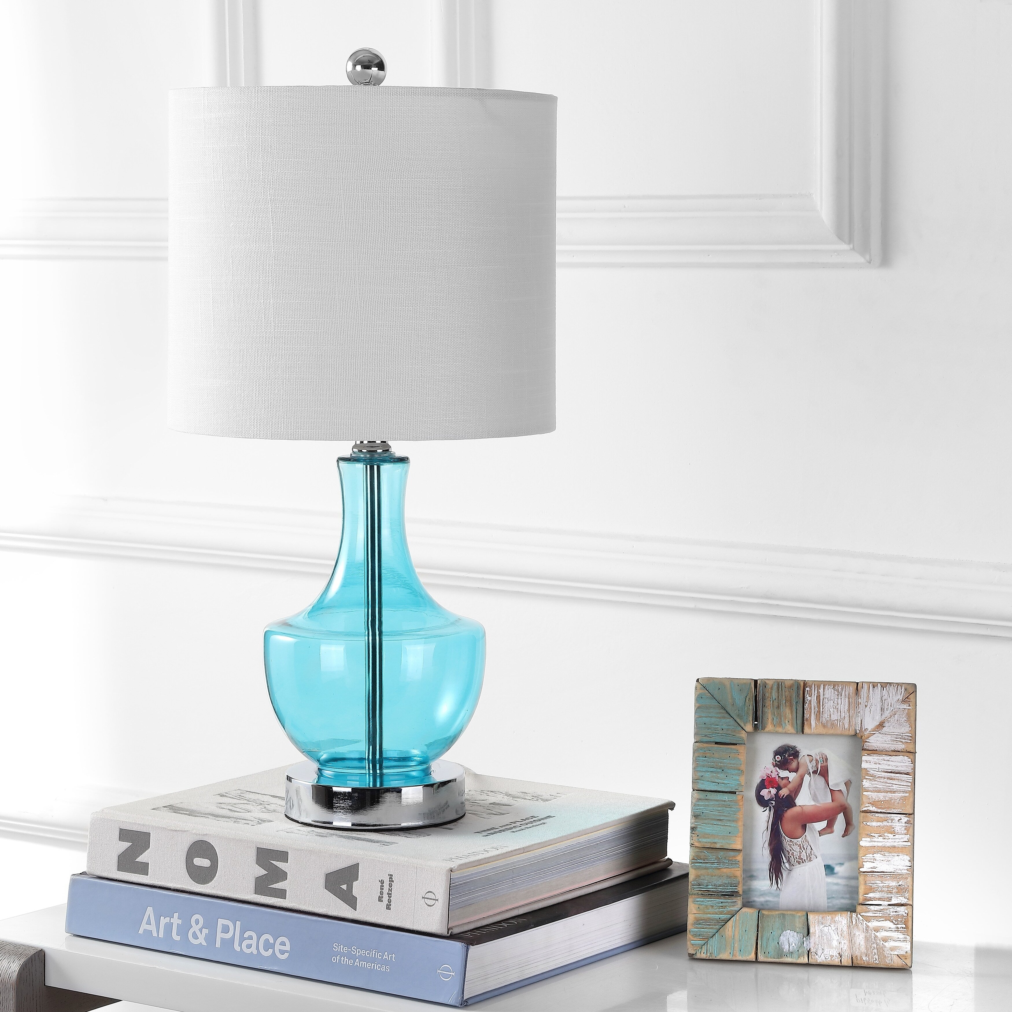 Colette 20 Mini Glass LED Table Lamp, Silver by JONATHAN Y