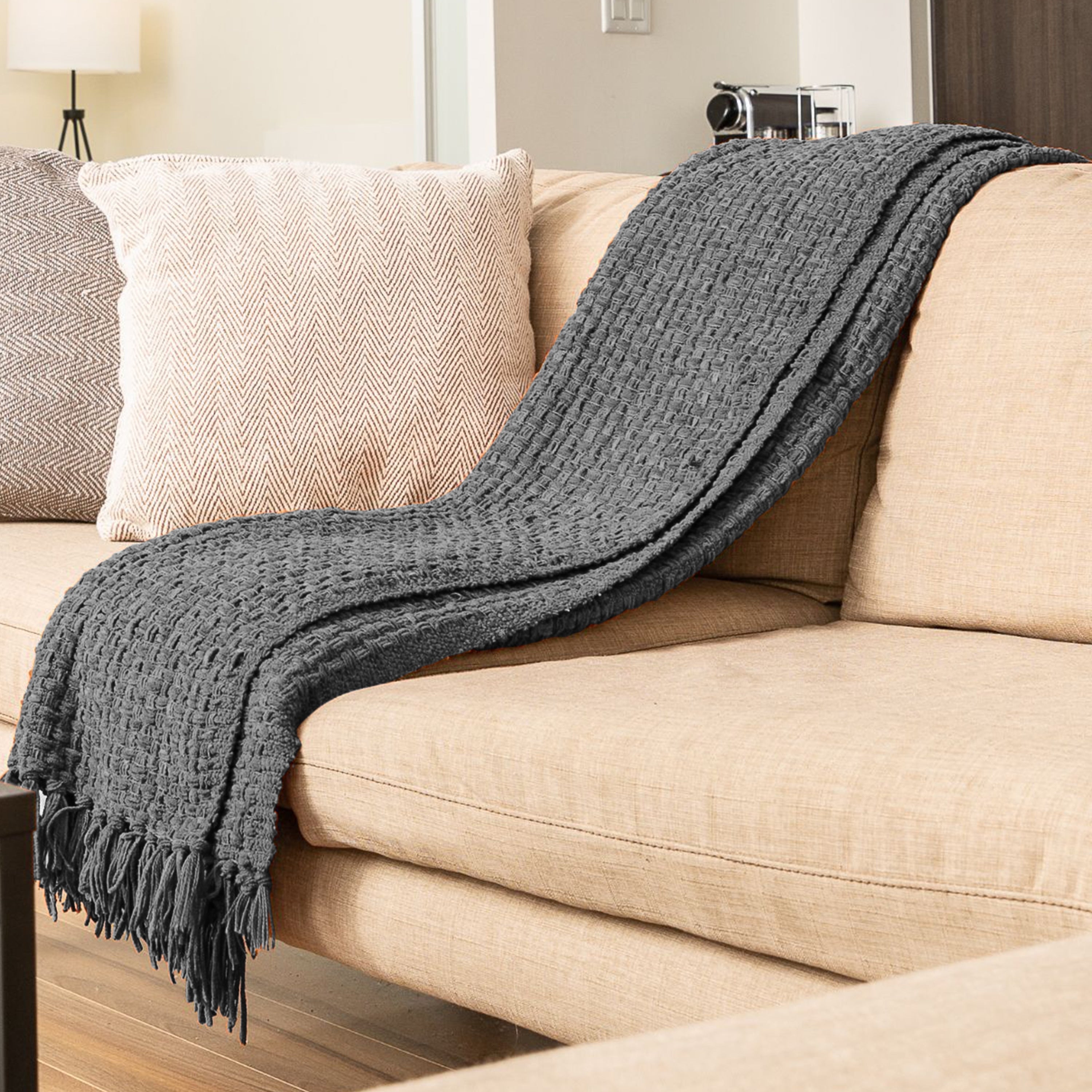 Fabstyles Chenille Basket Weave Polyester Throw Blanket