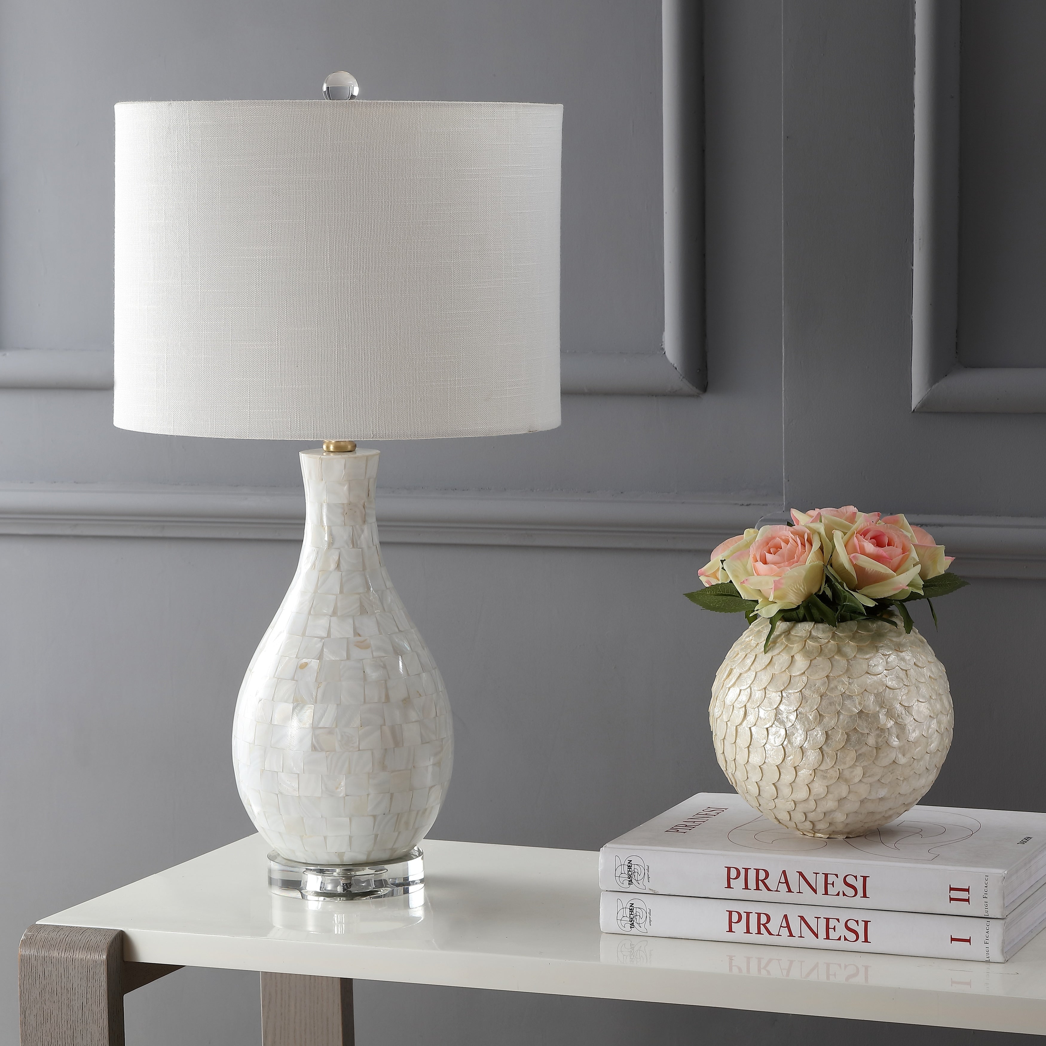 Cannon 26.5 Seashell LED Table Lamp, White by JONATHAN Y