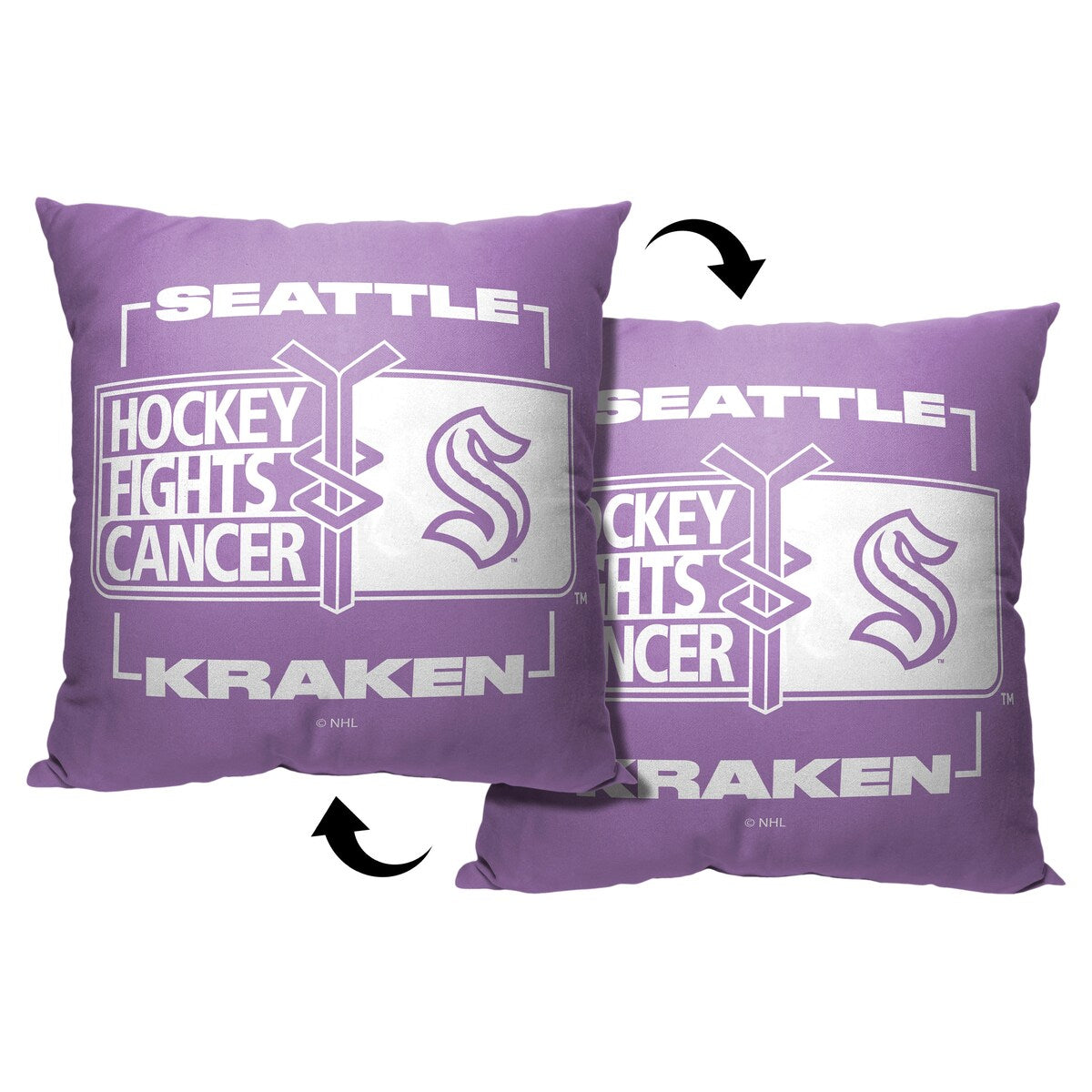 NHL Hockey Fights Cancer Fight For Kraken Printed Throw Pillow - Purple