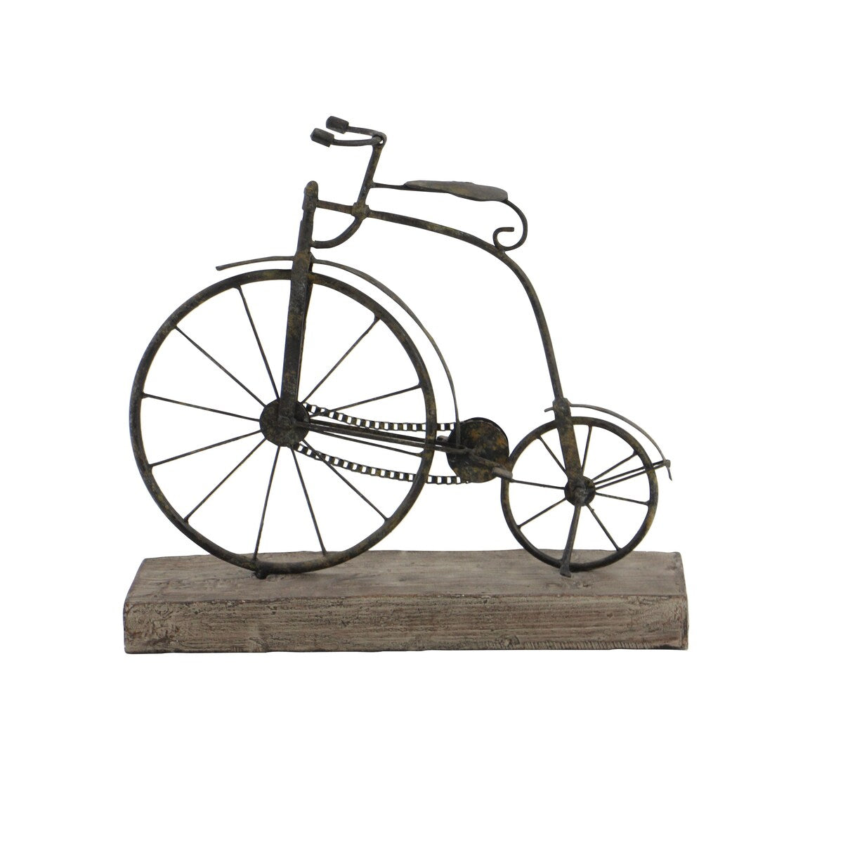 Metal Bike Decorative Sculpture with Wood Base - Black - Roche River Decor