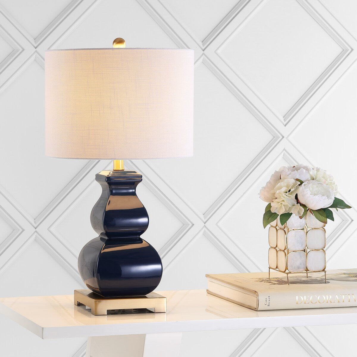 Diana 25.5 Ceramic LED Table Lamp, Navy/Gold by JONATHAN Y