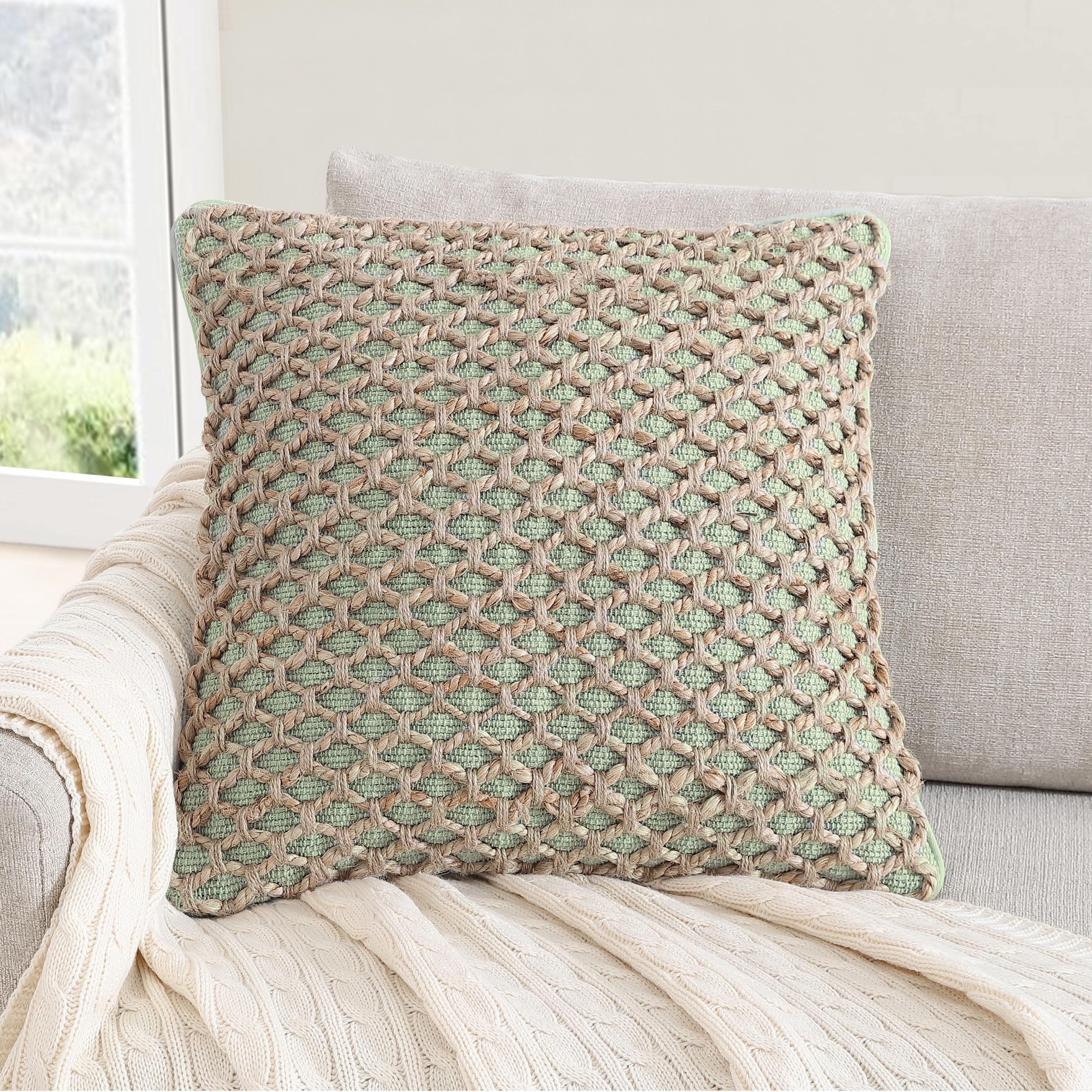 Boho Living Jada Braided Cotton/Jute Throw Pillows