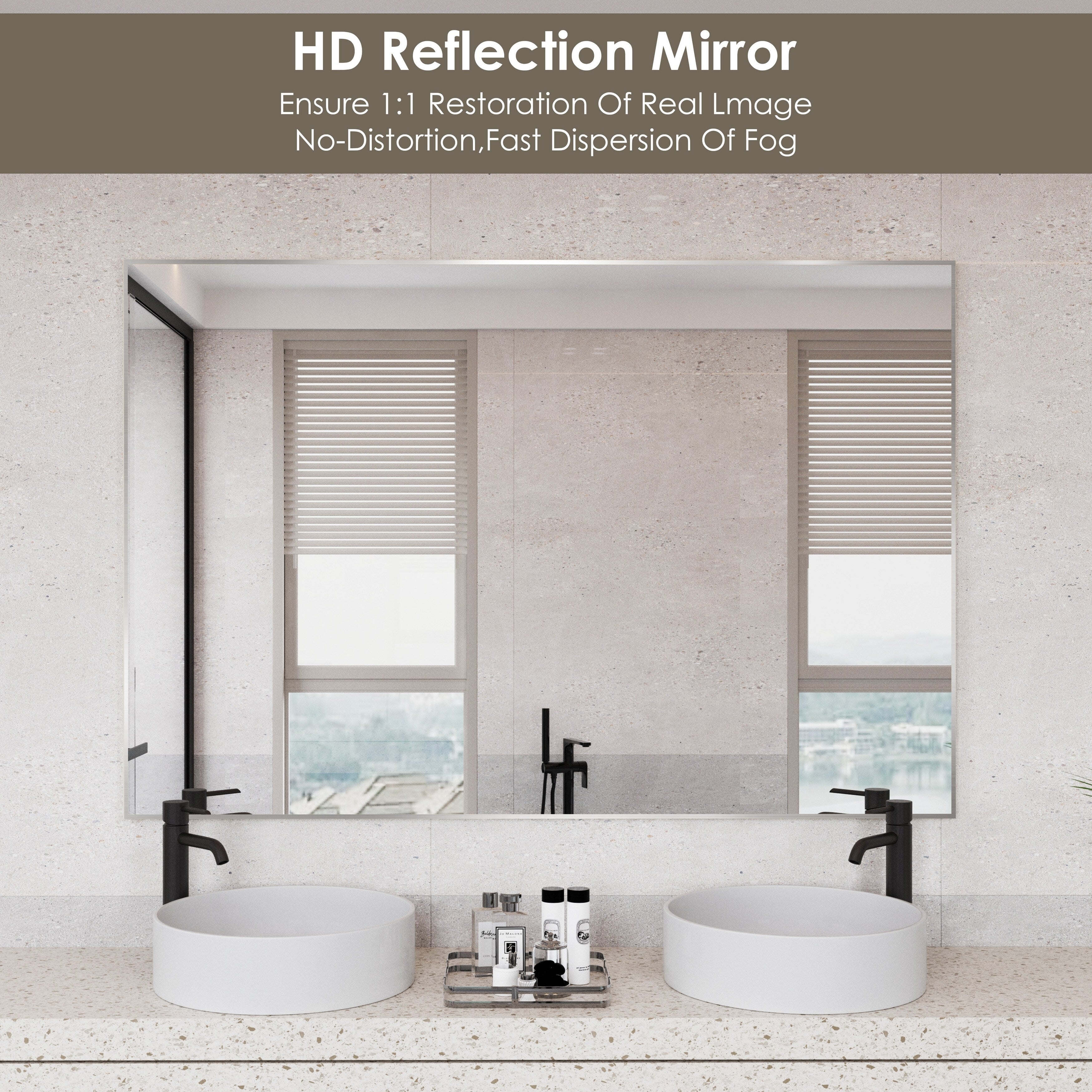 Aluminum Alloy Framed Wall Mounted Bathroom Vanity Accent Mirror in