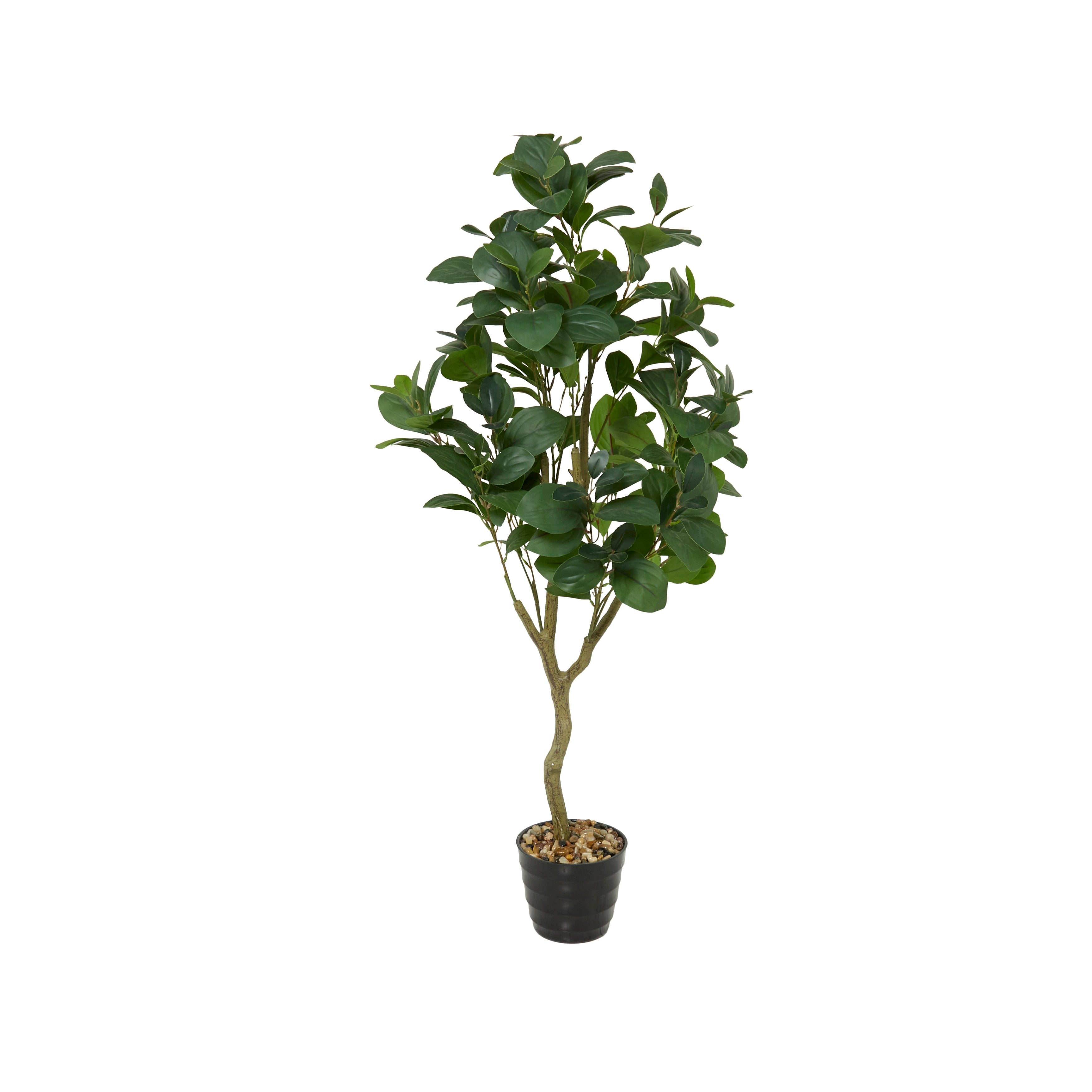 Green Faux Foliage Indoor Outdoor Fig Artificial Tree with Realistic Leaves and Black Melamine Pot - 22 x 22 x 45