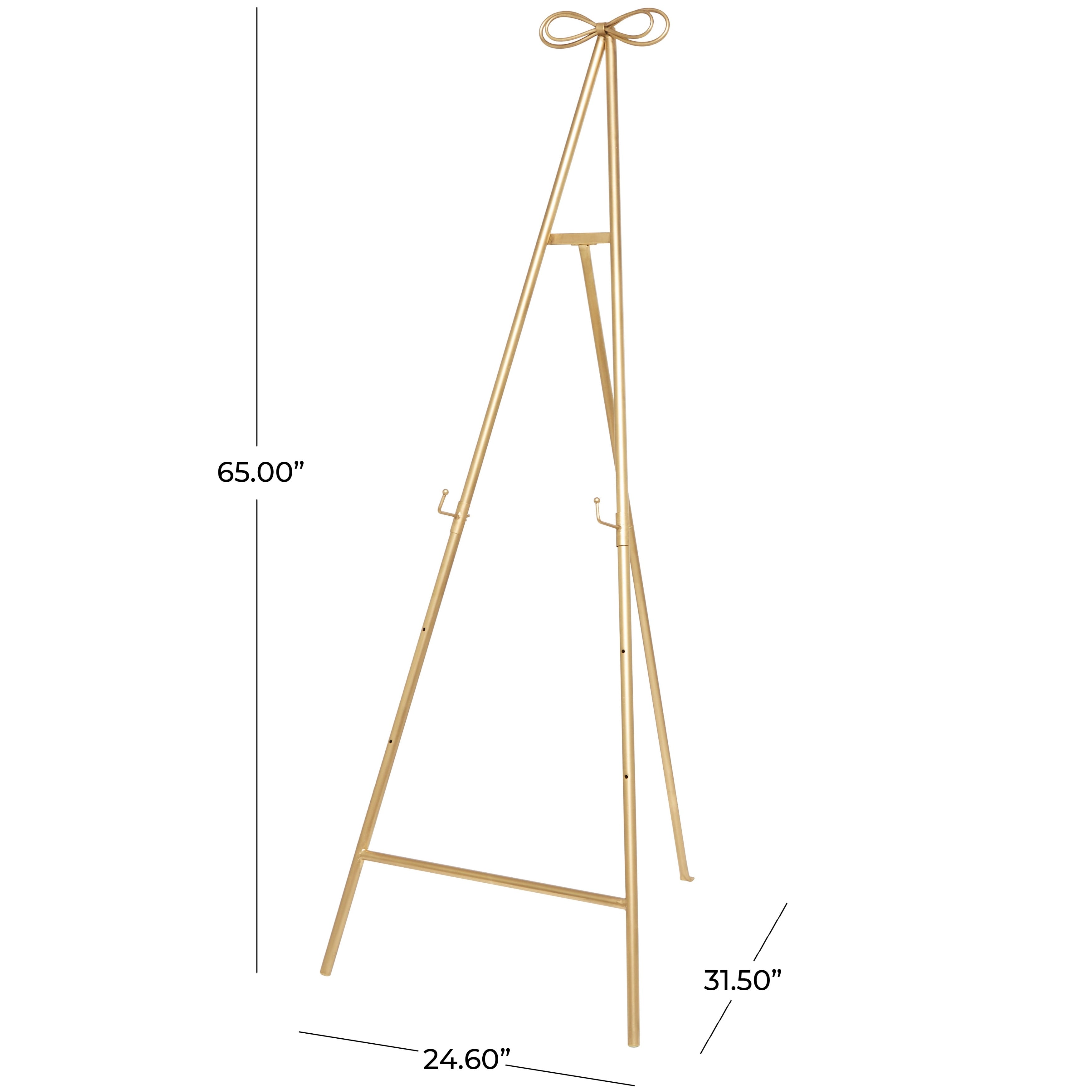 Metal Tall Adjustable Display Stand Floor 3 Tier Easel with Bow Top - Gold - Roche River Decor