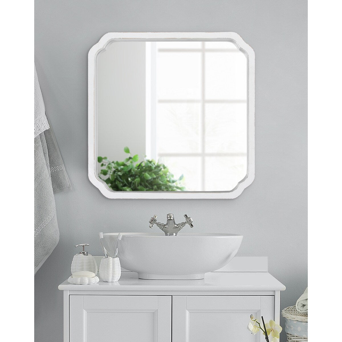 Kate and Laurel Marston Square Wood Wall Mirror