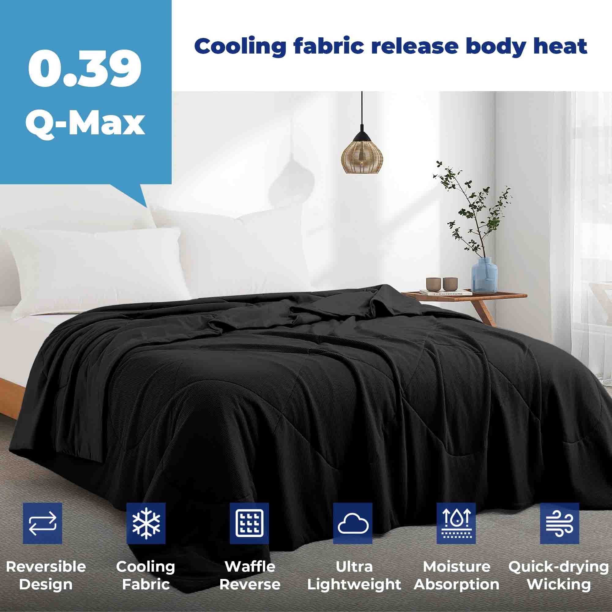 Lightweight Breathable Cooling Waffle Reversible Summer Blanket, Dual-side Cool Touch Comforter