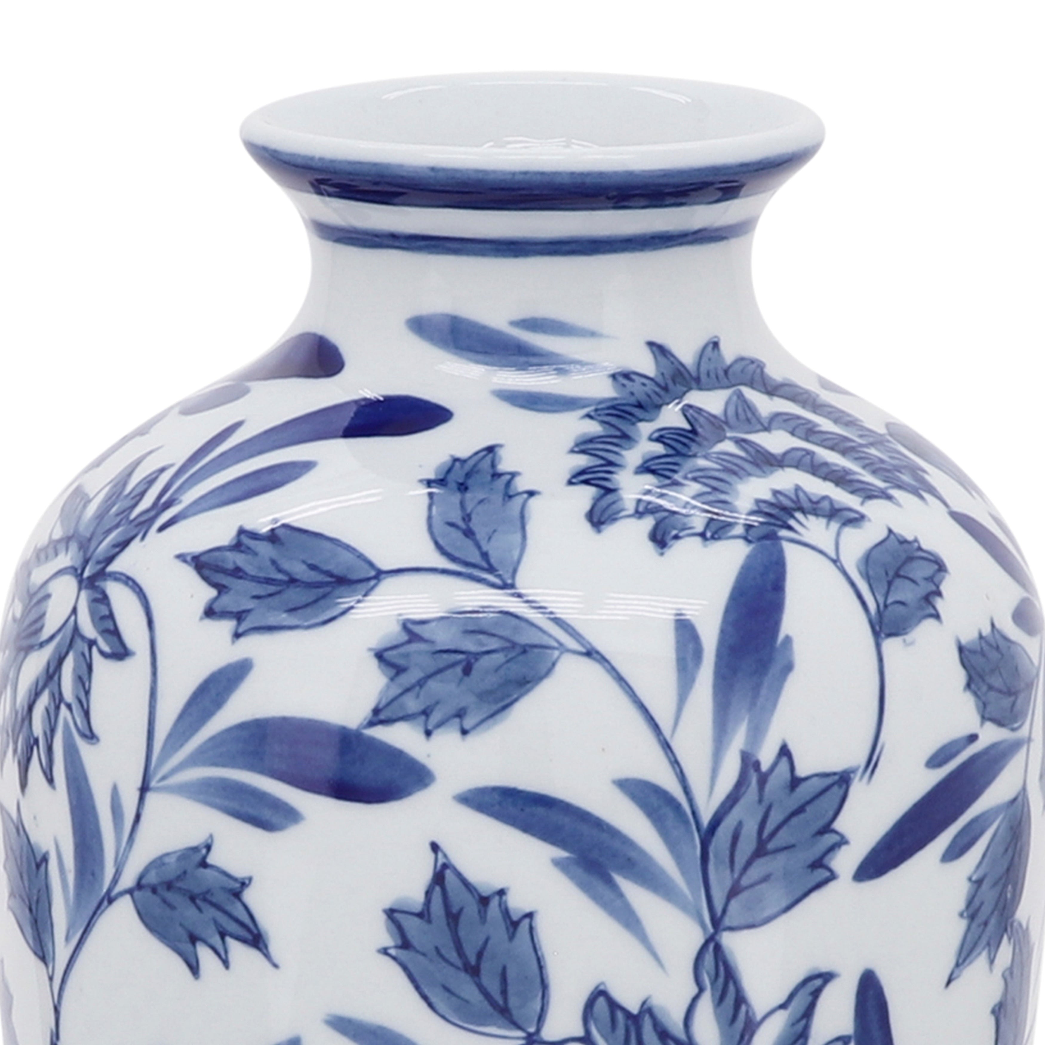 Sagebrook Home 13 Ceramic Vase Contemporary Blue and White Chinoiserie Design Floral Vase