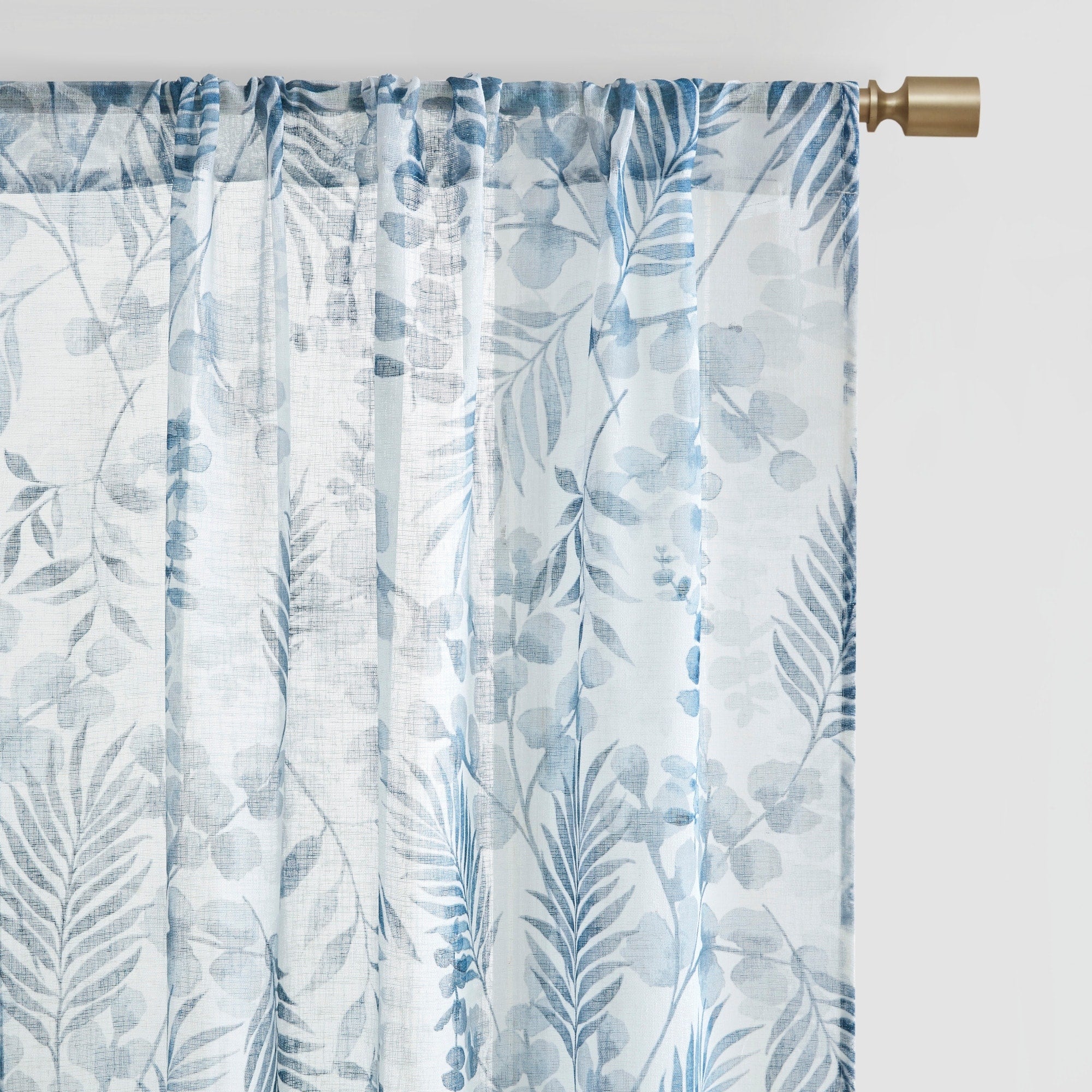 Madison Park Tulia Botanical Printed Texture Sheer Window Curtain Pair