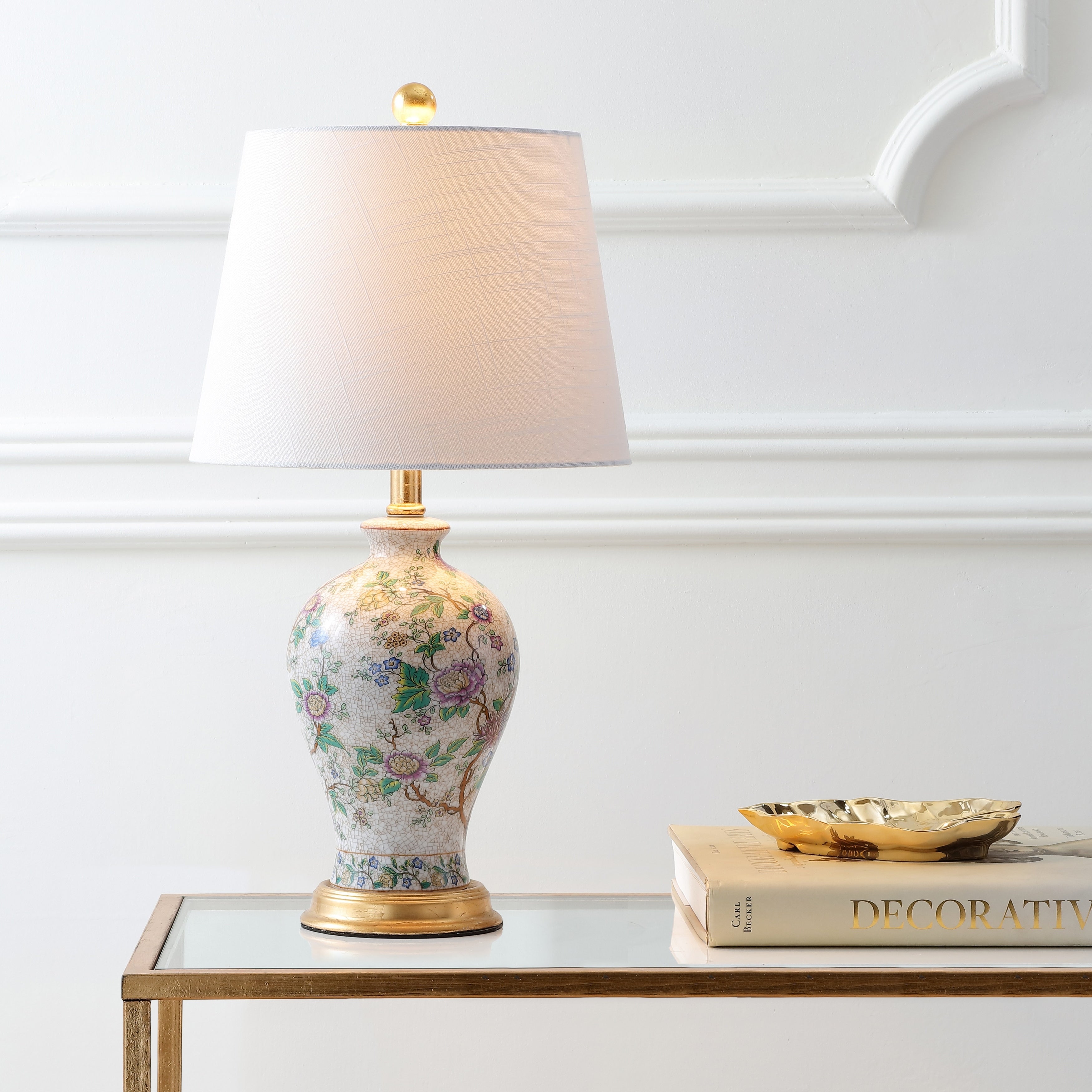 Grace 24 Floral LED Table Lamp, Multi/Brass by JONATHAN Y