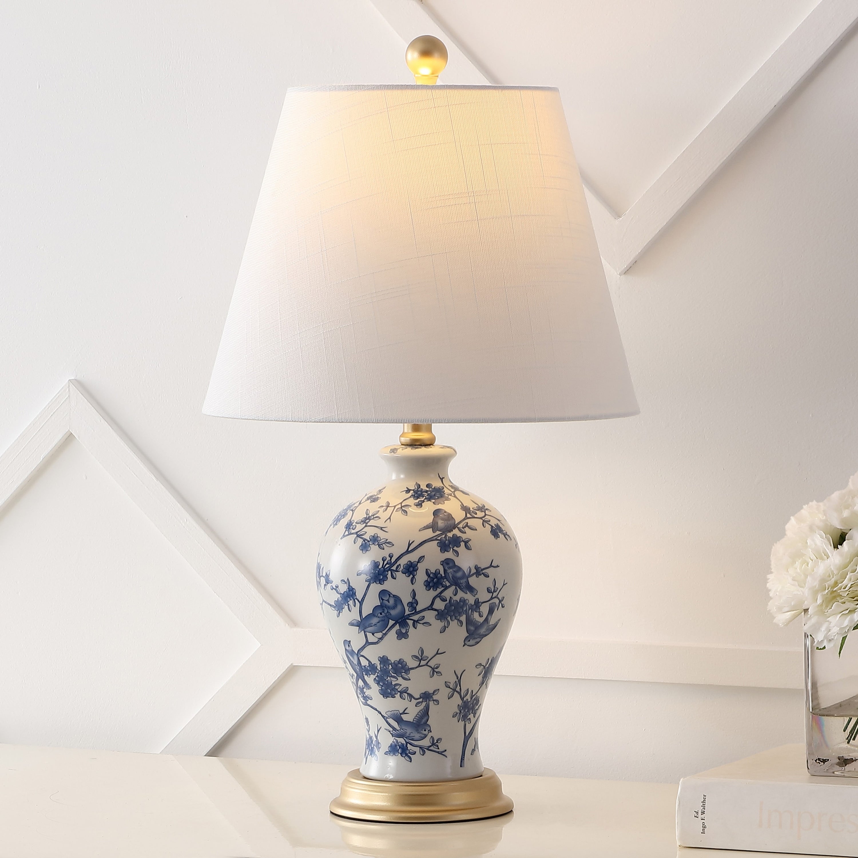 Grace 24 Floral LED Table Lamp, Multi/Brass by JONATHAN Y