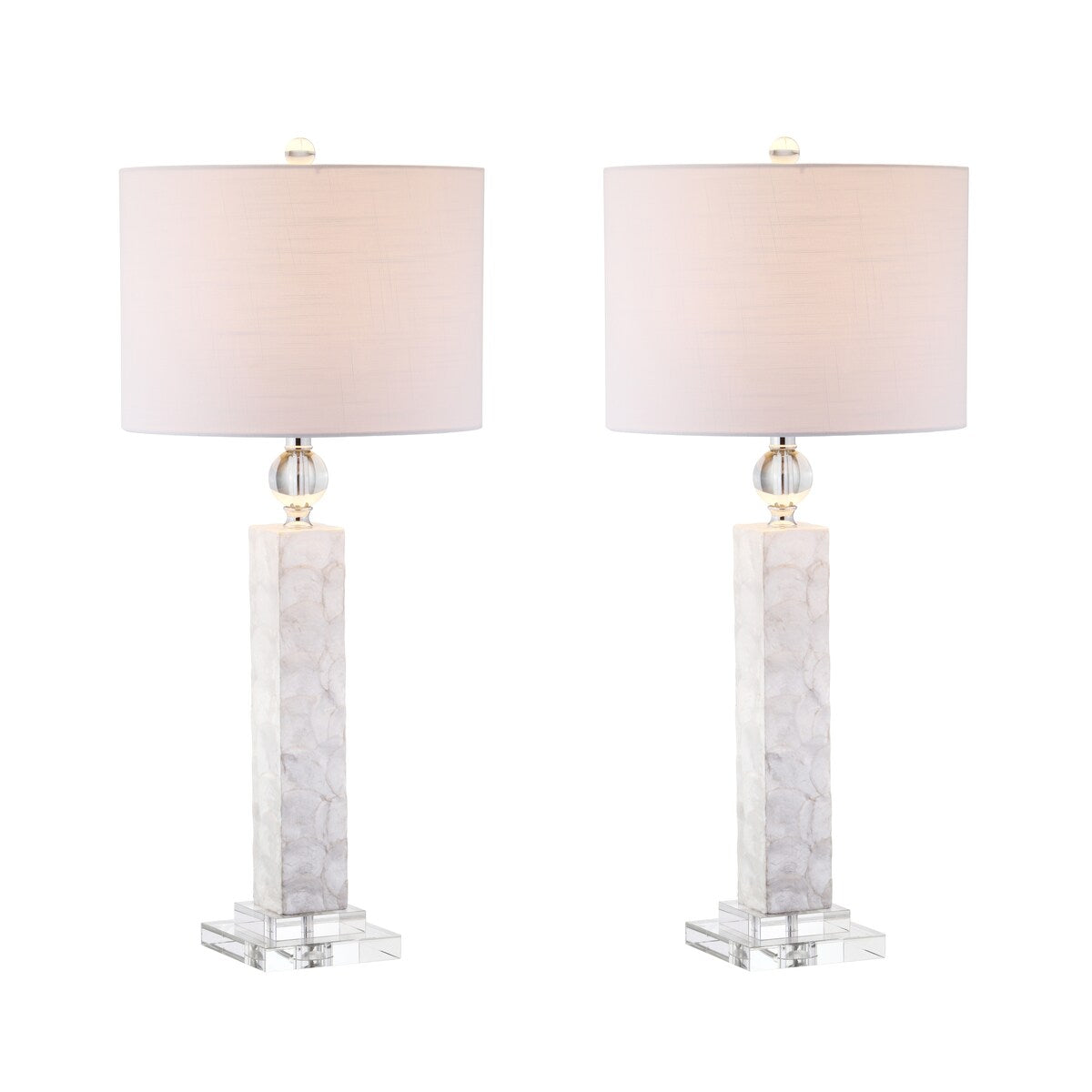 Lucille 32 LED Seashell Table Lamp, White (Set of 2) by JONATHAN Y