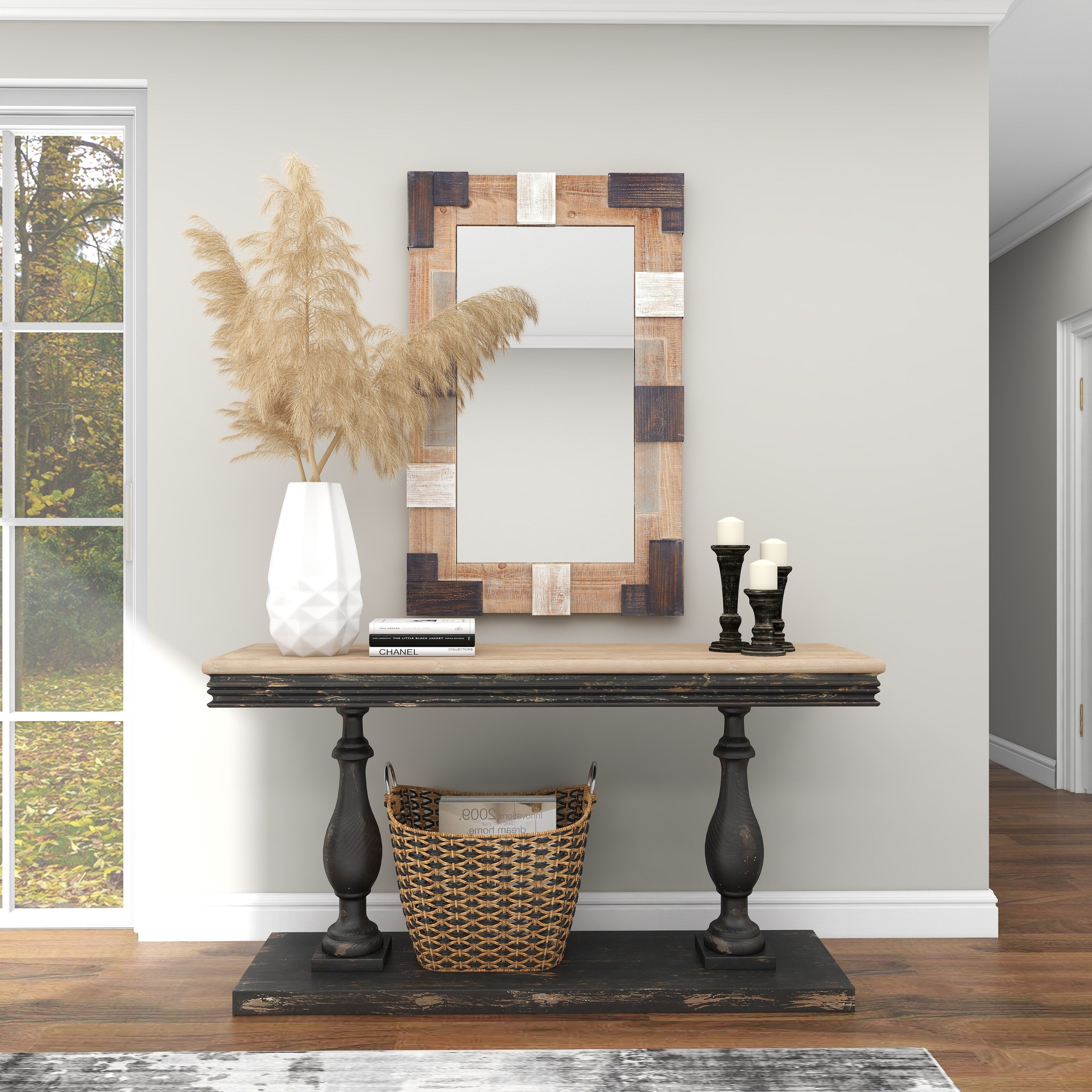 Brown MDF Farmhouse Wall Mirror 46 x 29 x 2 - 29 x 2 x 46