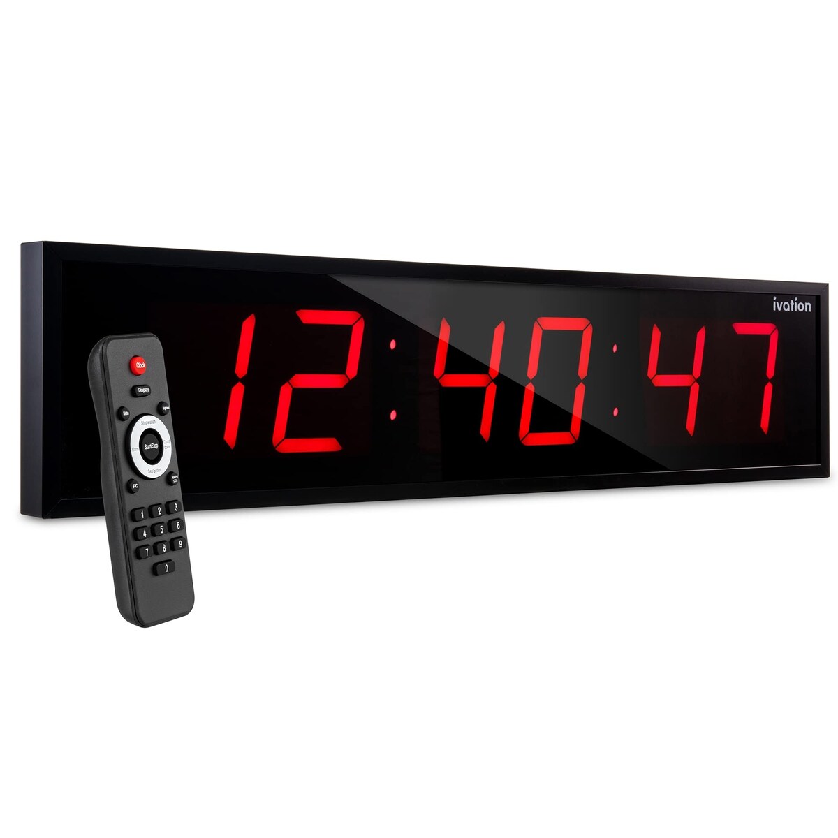 Ivation Large Digital Wall Clock, LED Display W/Timer