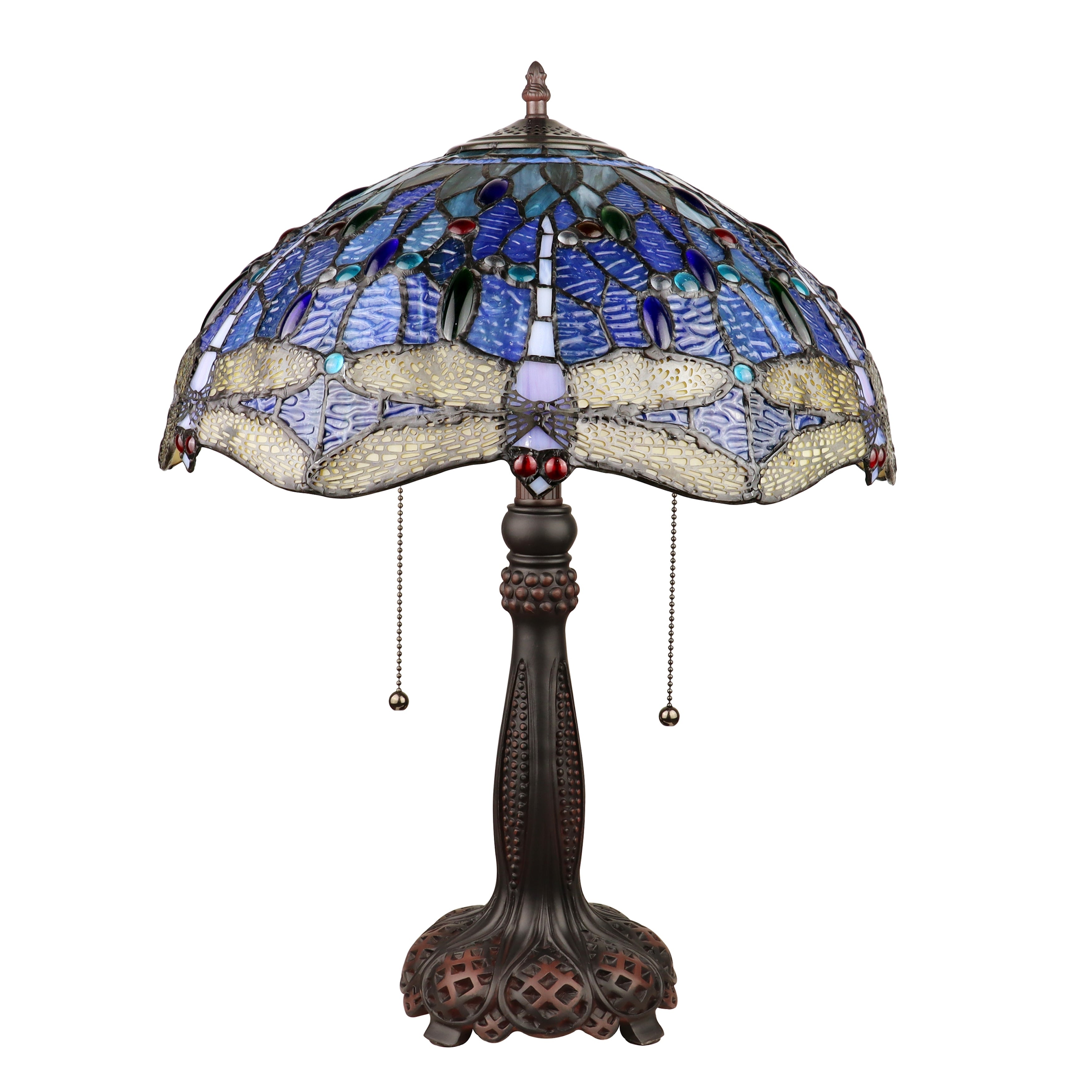 Tiffany Style Dragonfly Design 2-light Dark Bronze Table Lamp