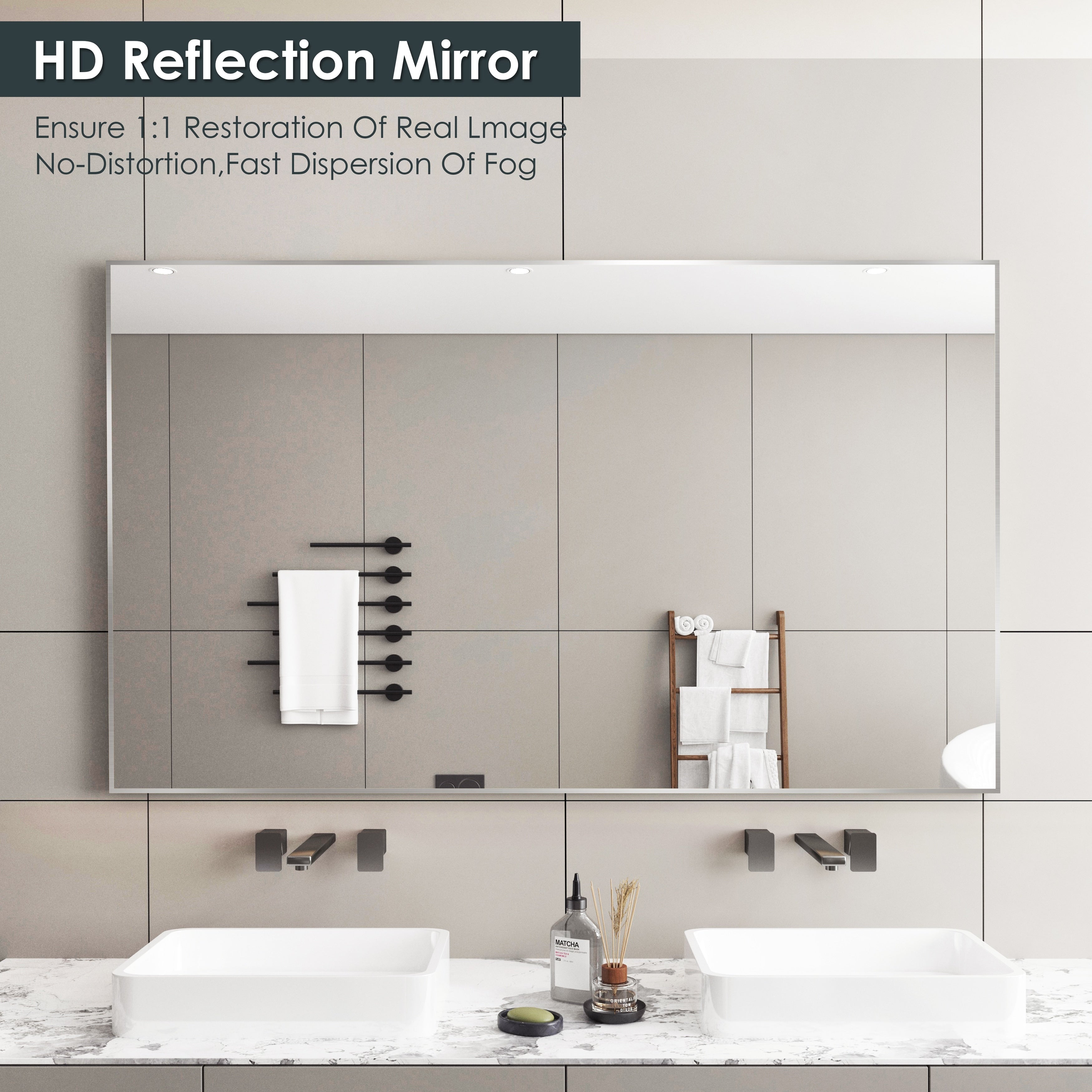 Aluminum Alloy Framed Wall Mounted Bathroom Vanity Accent Mirror in