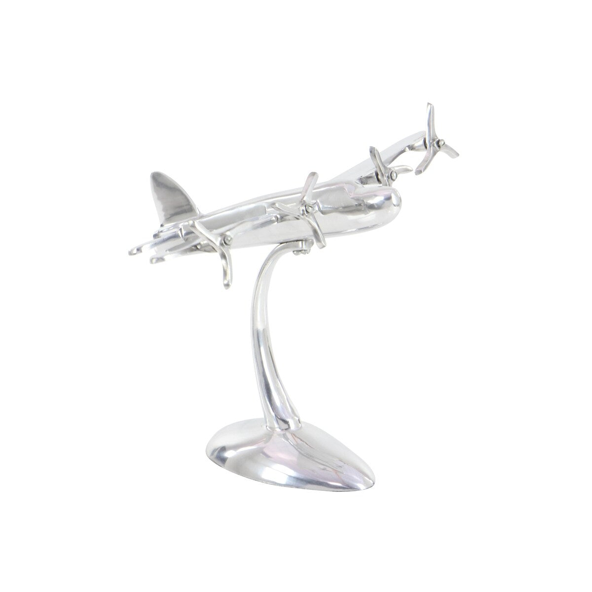 Aluminum Metal Airplane Decorative Sculpture - Silver - Roche River Decor