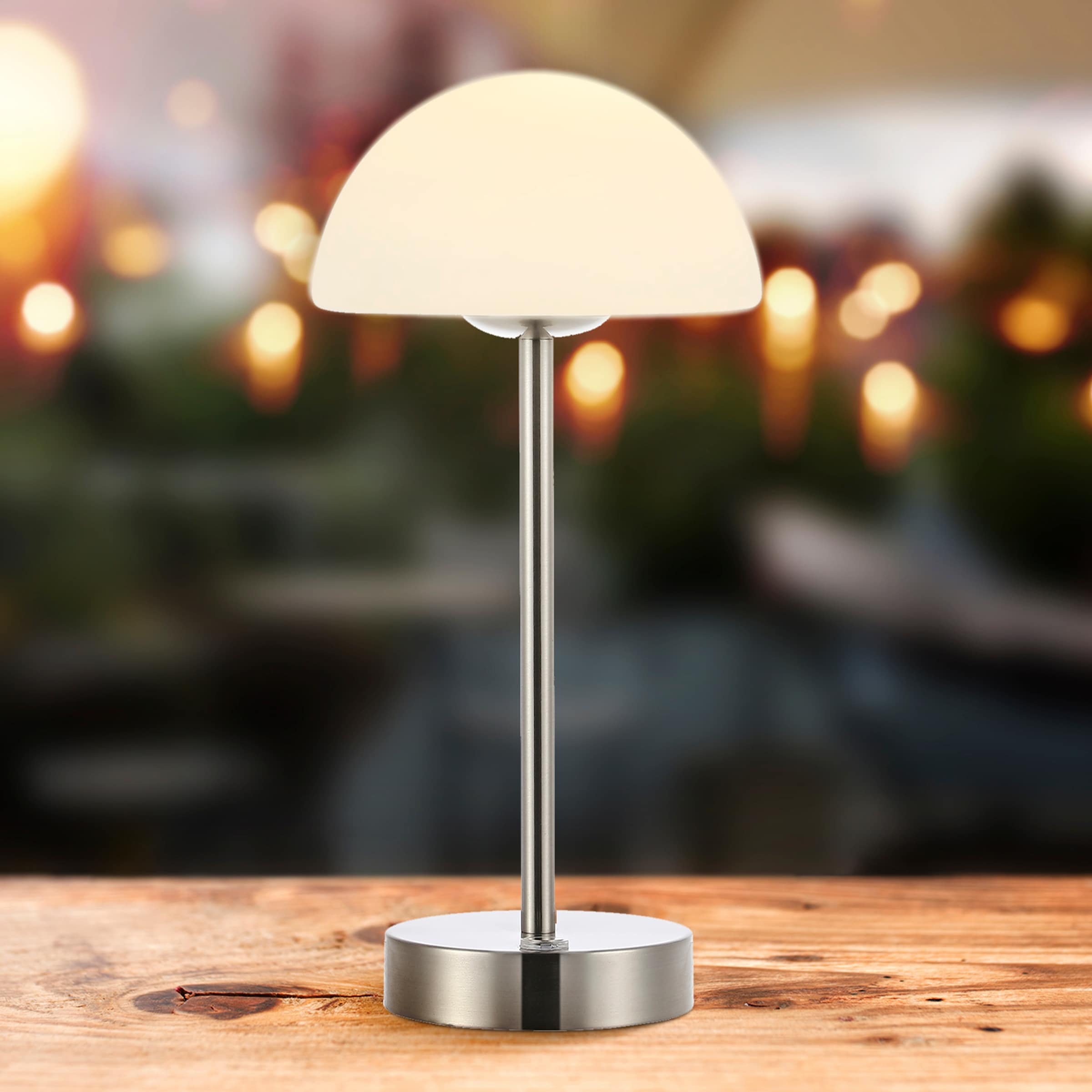 Carson 12.5 Modern Minimalist Iron Wireless Rechargeable Integrated LED Table Lamp, Nickel/White by JONATHAN Y