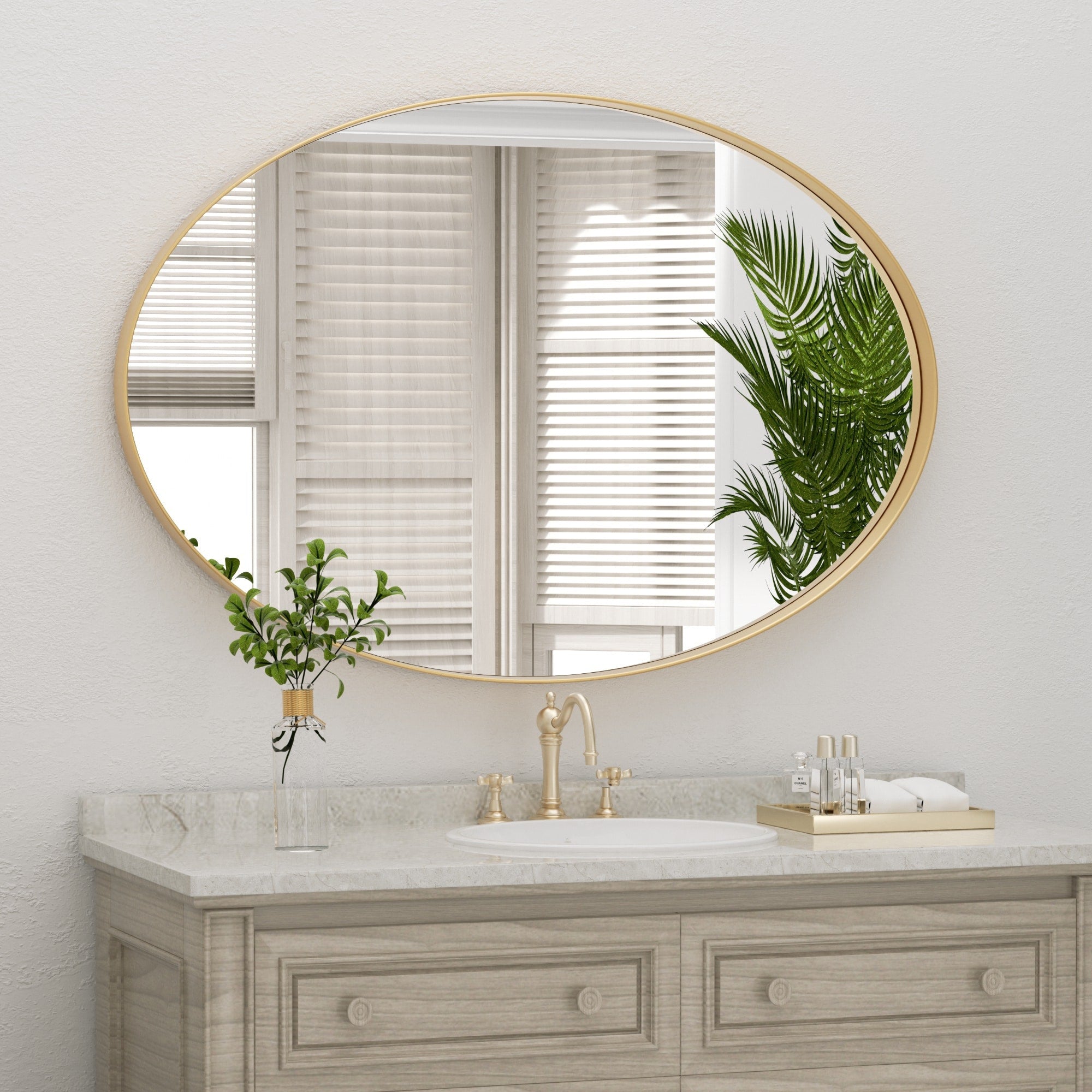 Bathroom Mirror Wall Mirror Vanity Mirror with Metal Frame (1 Piece)